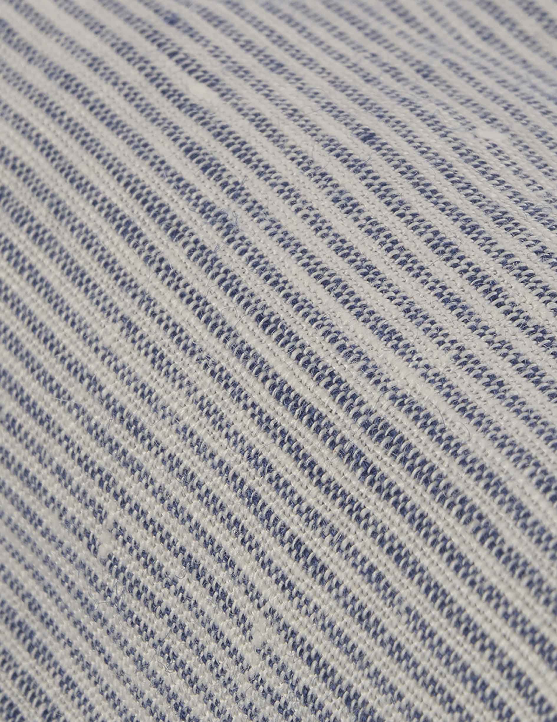 Arthur unisex popover shirt in navy blues striped linen - Linen - Officer in deported point Collar