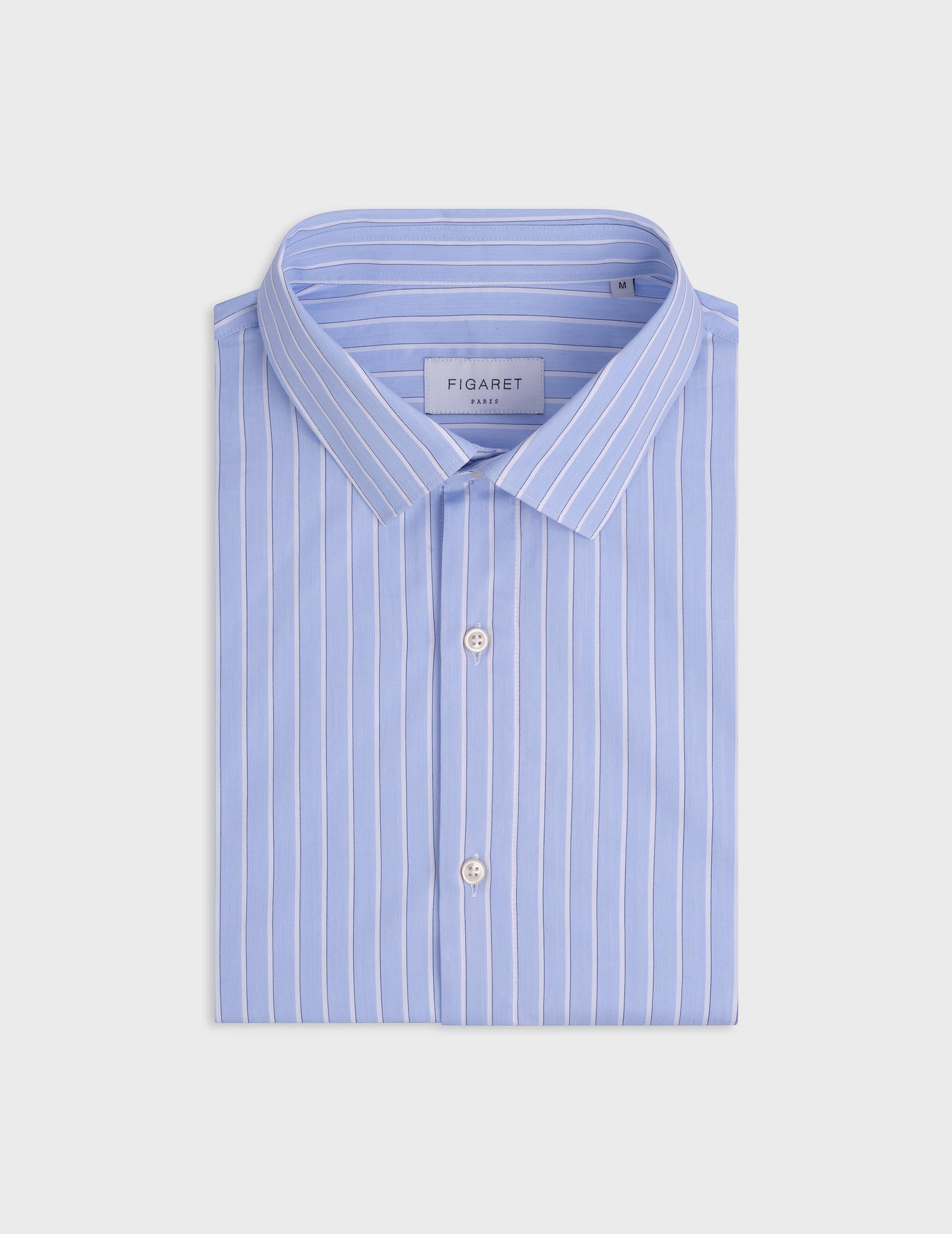 Blue striped Auguste shirt - Twill - French Collar