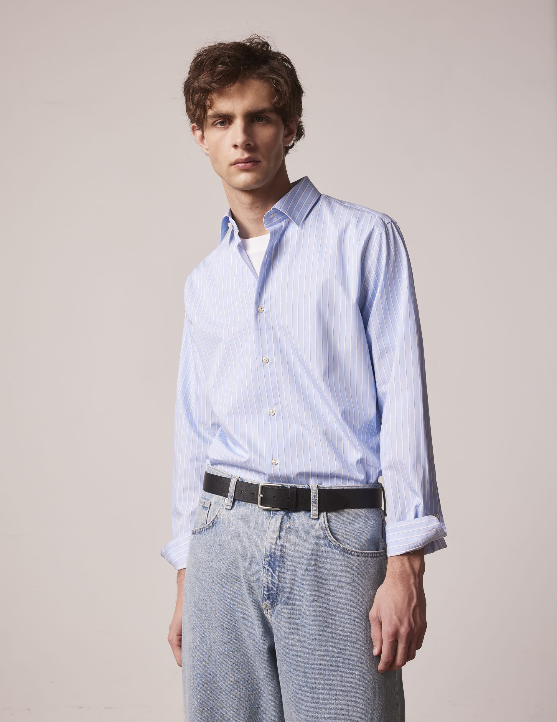 Blue striped Auguste shirt - Twill - French Collar