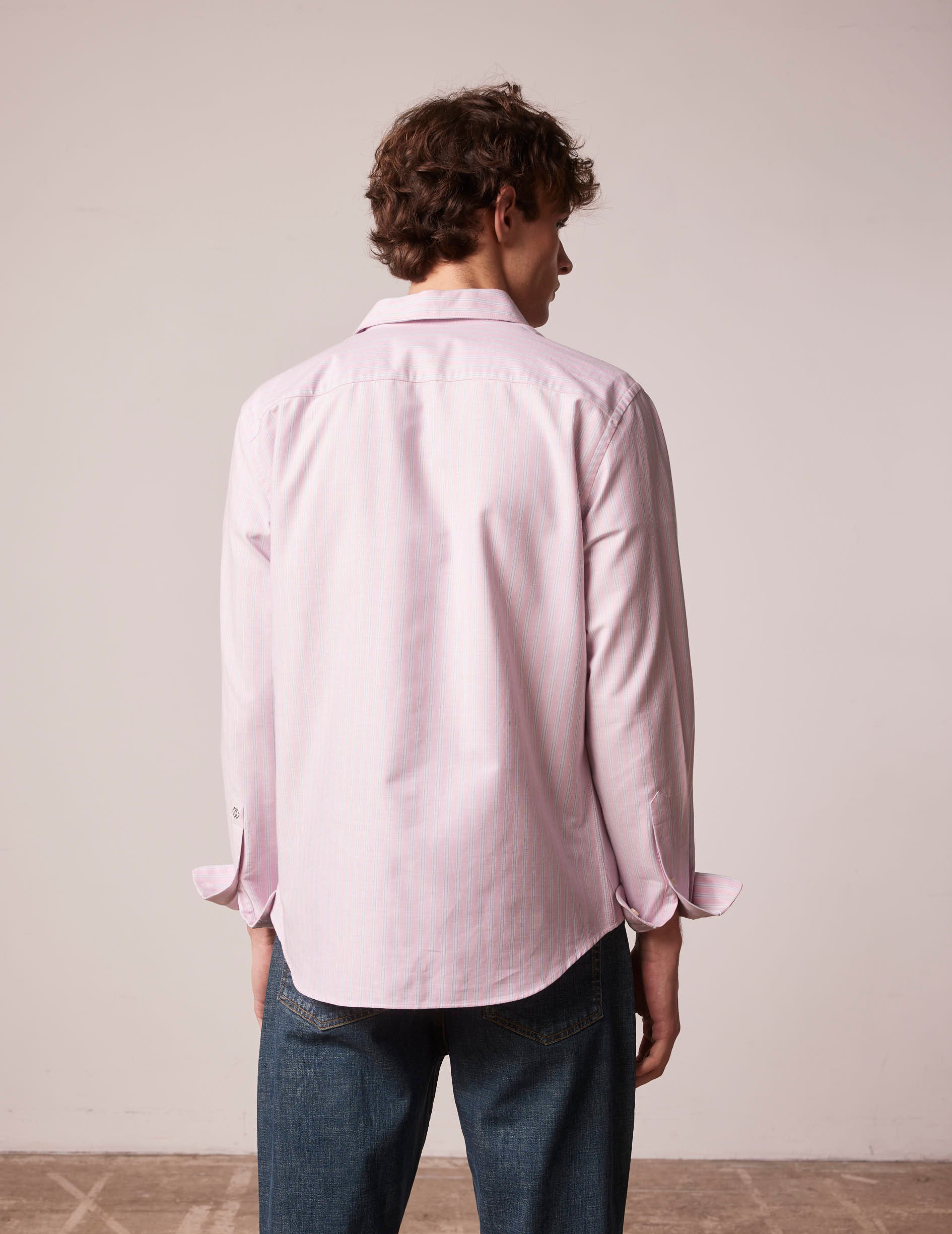 Pink striped Auguste shirt - Oxford - French Collar