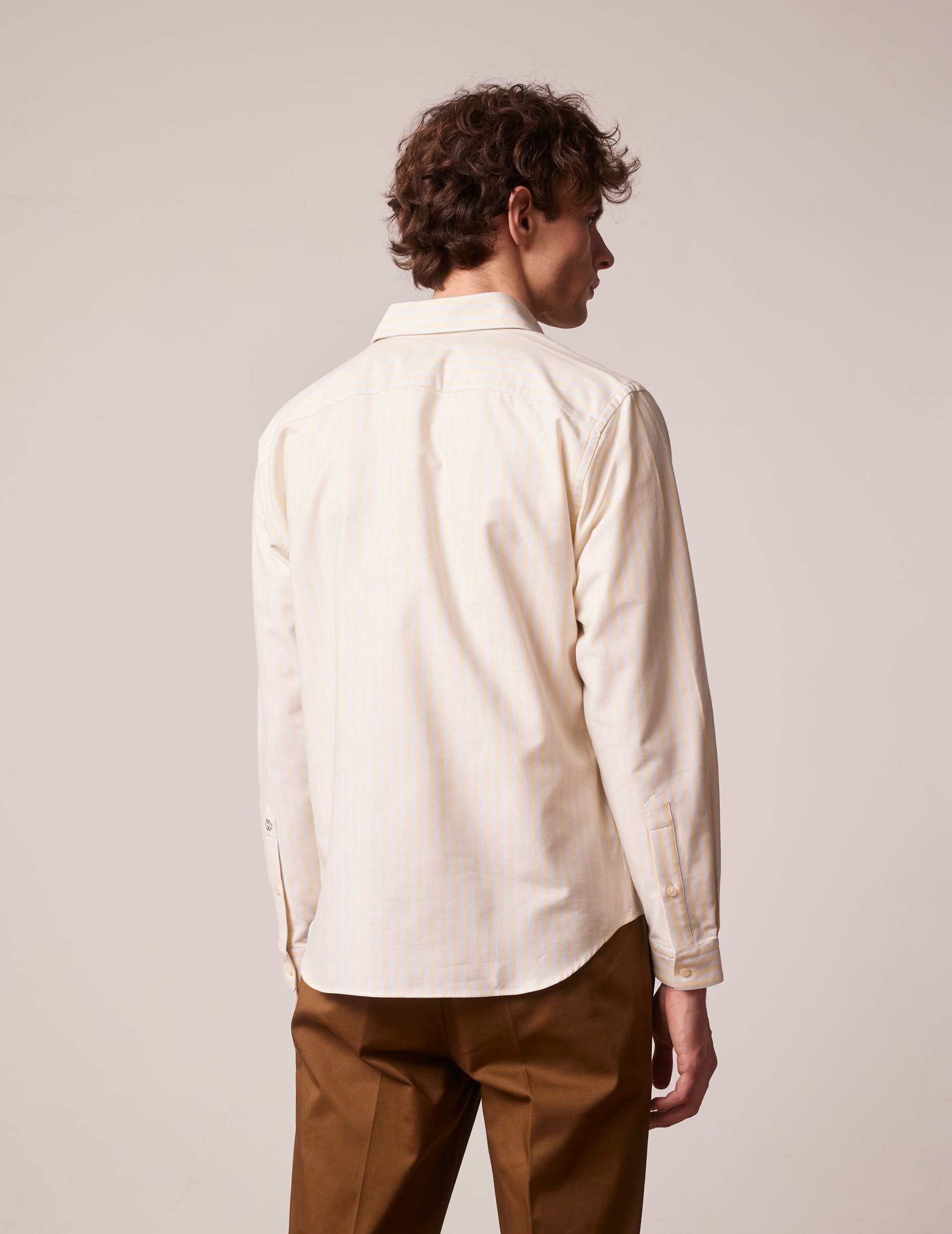 Yellow striped Auguste shirt - Oxford - French Collar