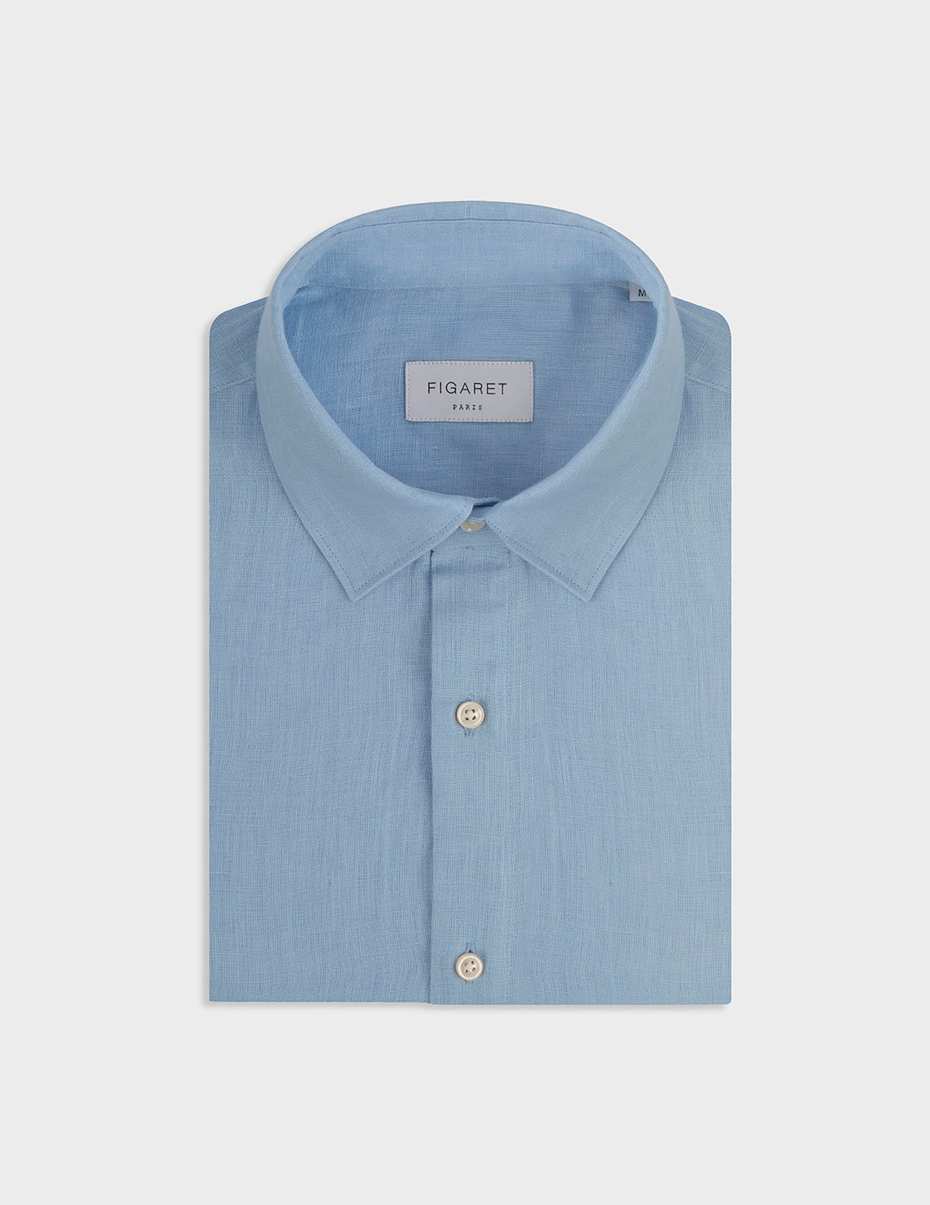Blue linen Auguste shirt - Linen - French Collar
