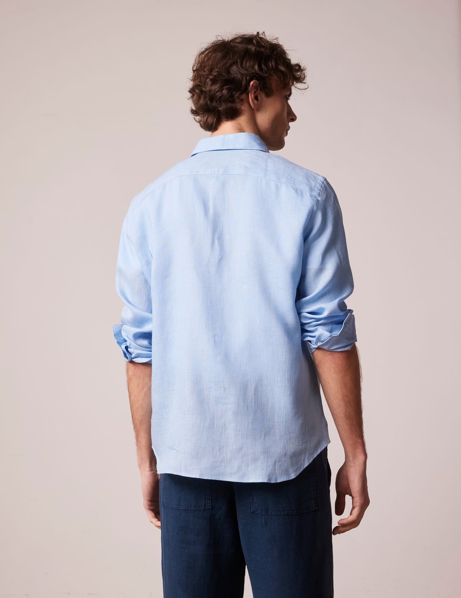 Blue linen Auguste shirt - Linen - French Collar#2
