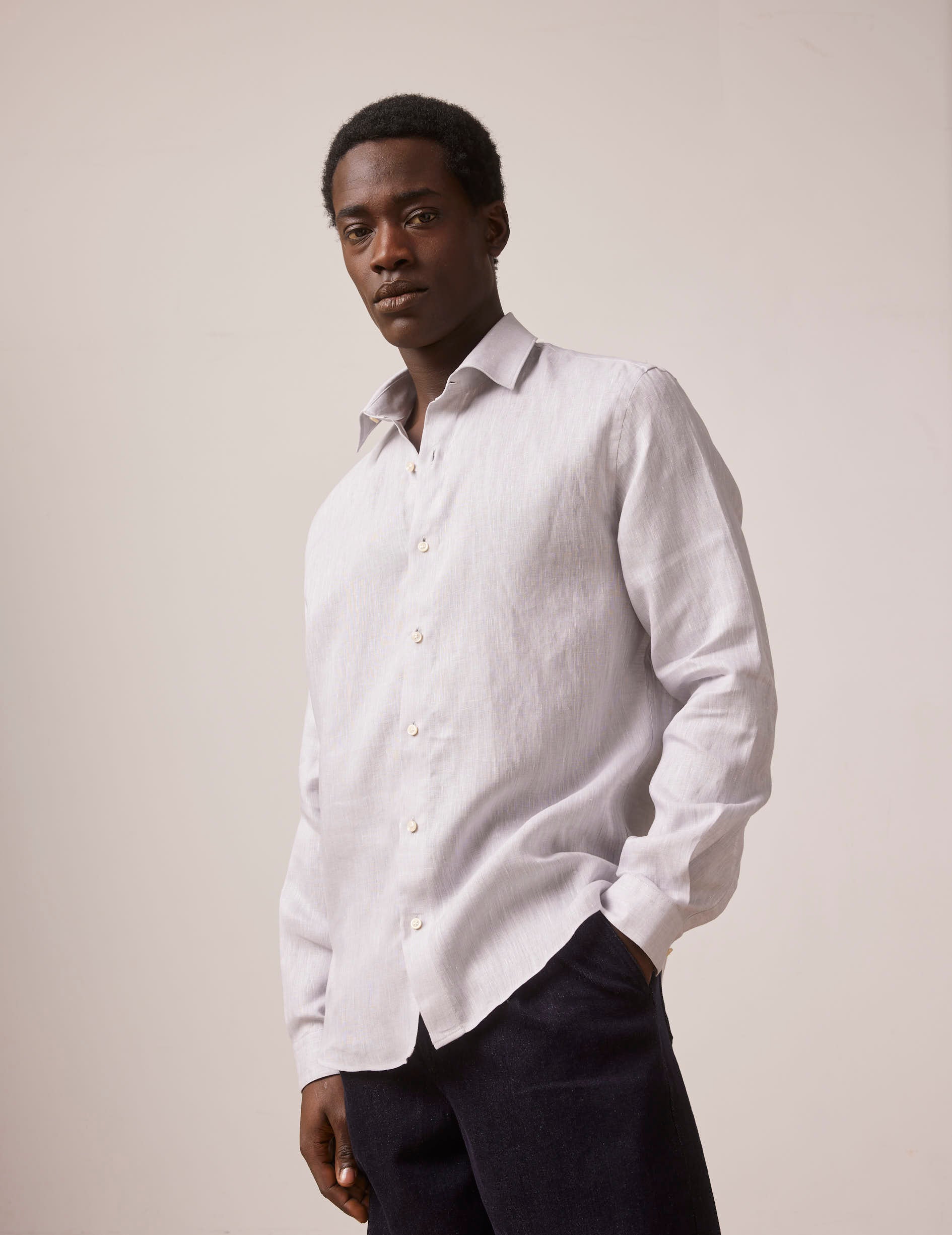 Grey linen Auguste shirt - Linen - French Collar