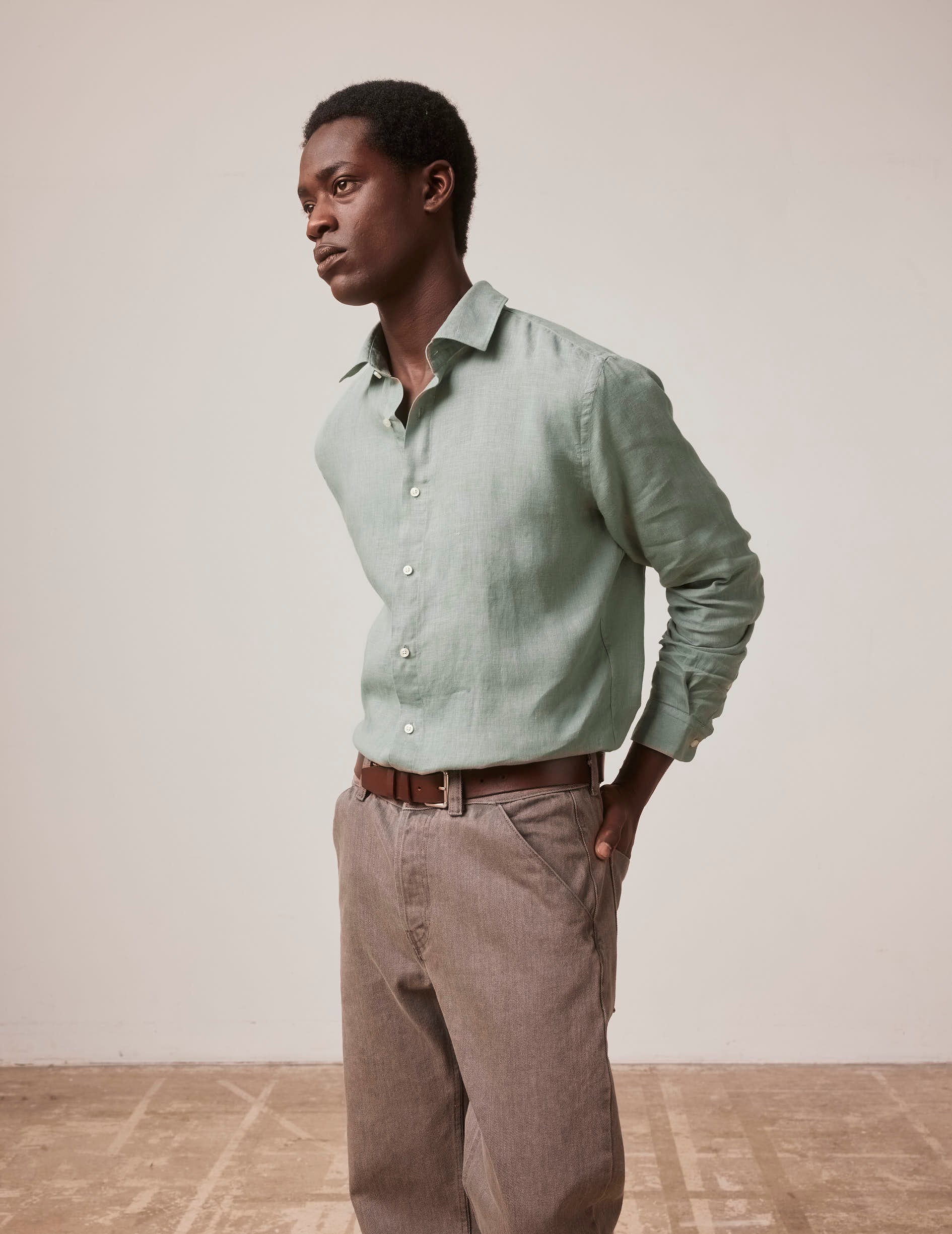 linen shirt camisa de lino verde