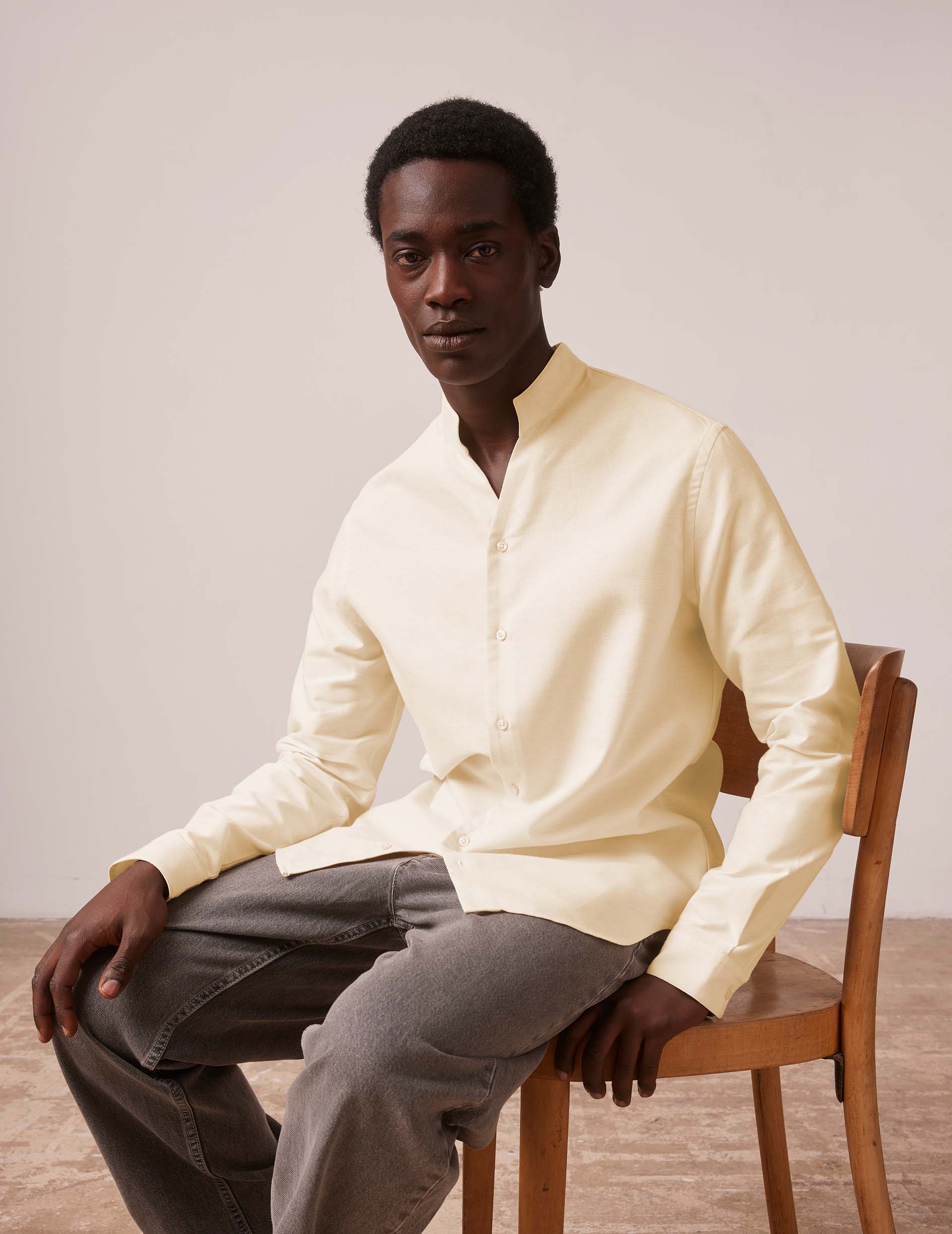 Yellow Carl shirt - Oxford - Open straight Collar