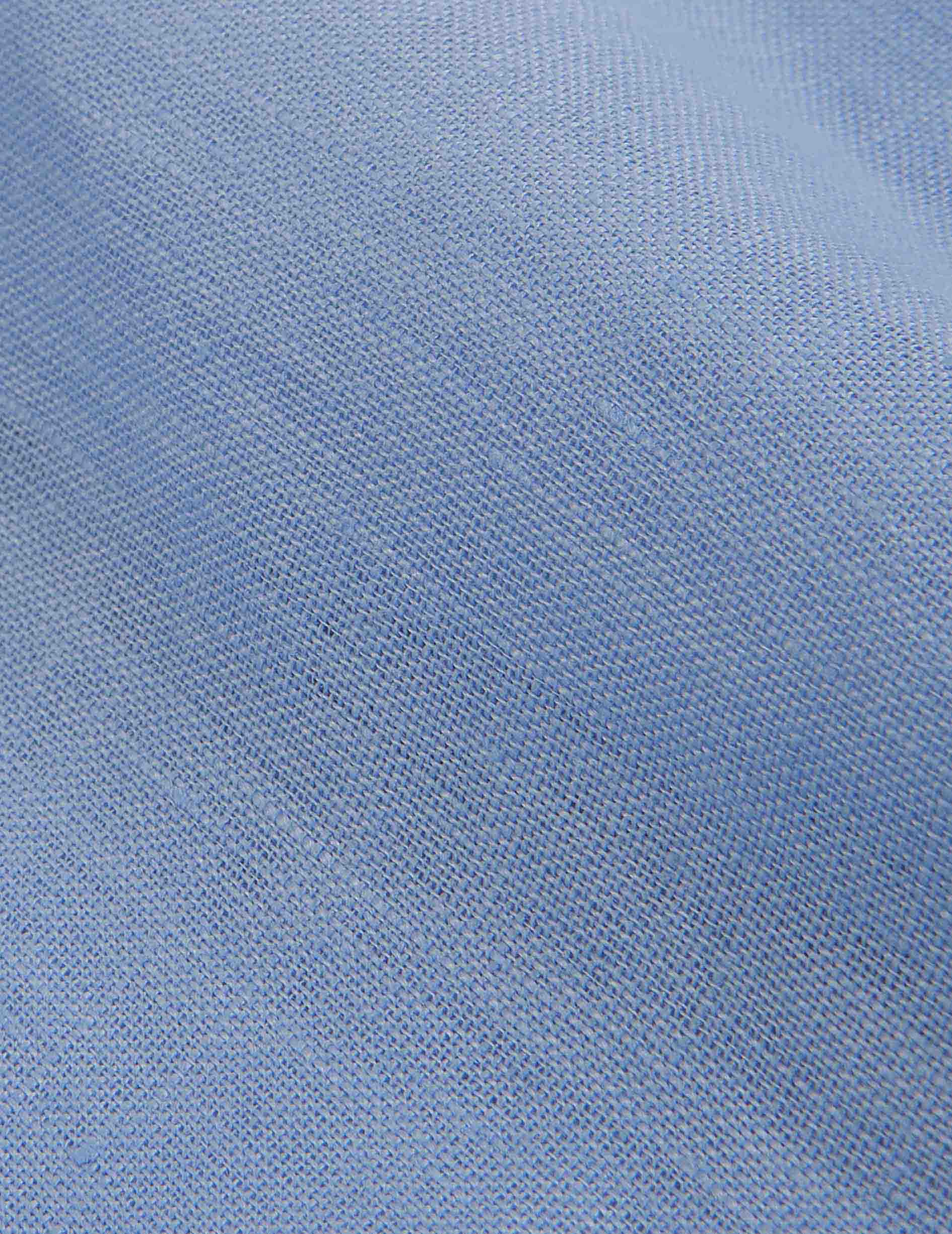 Blue linen Carl shirt - Linen - Open straight Collar