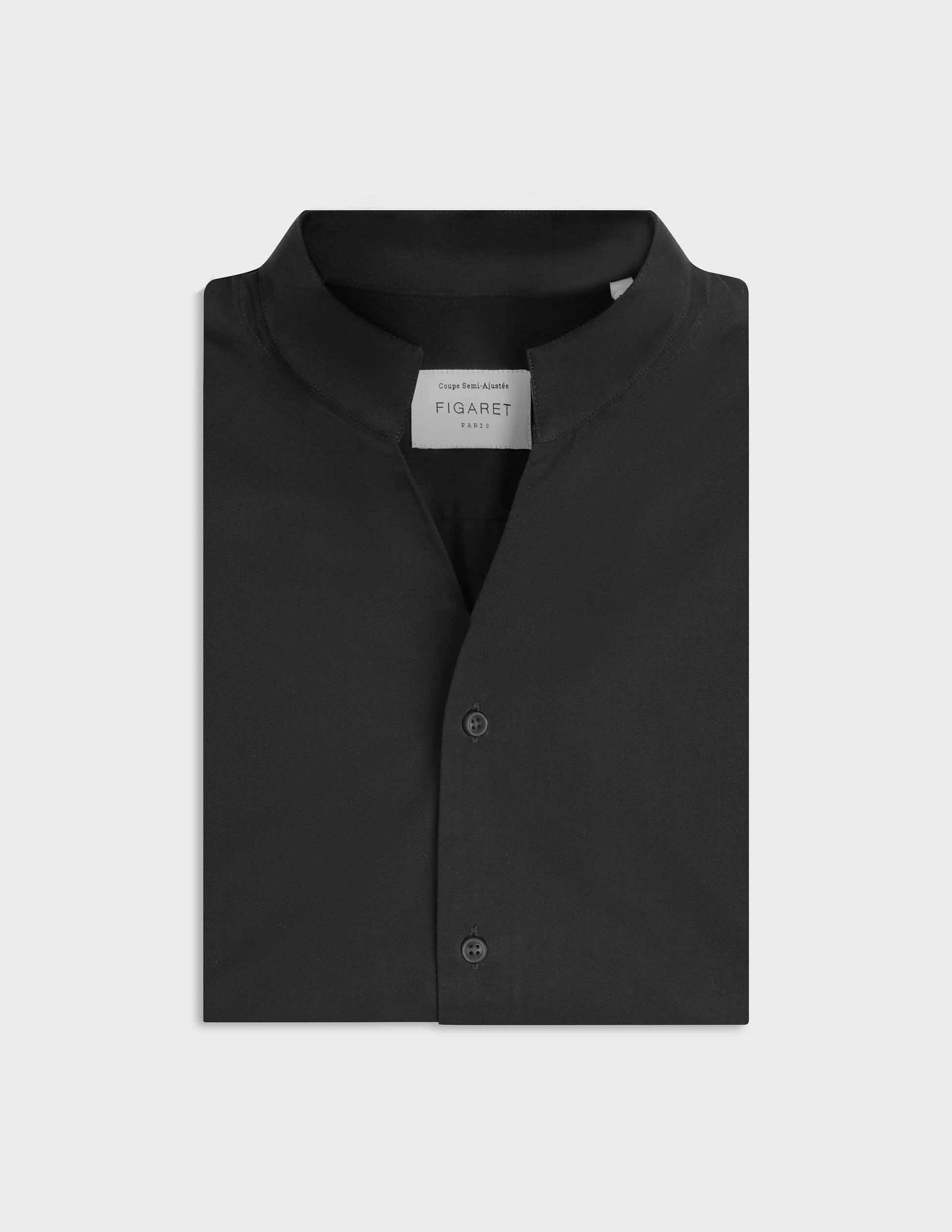 Black Carl shirt - Twill - Open straight Collar
