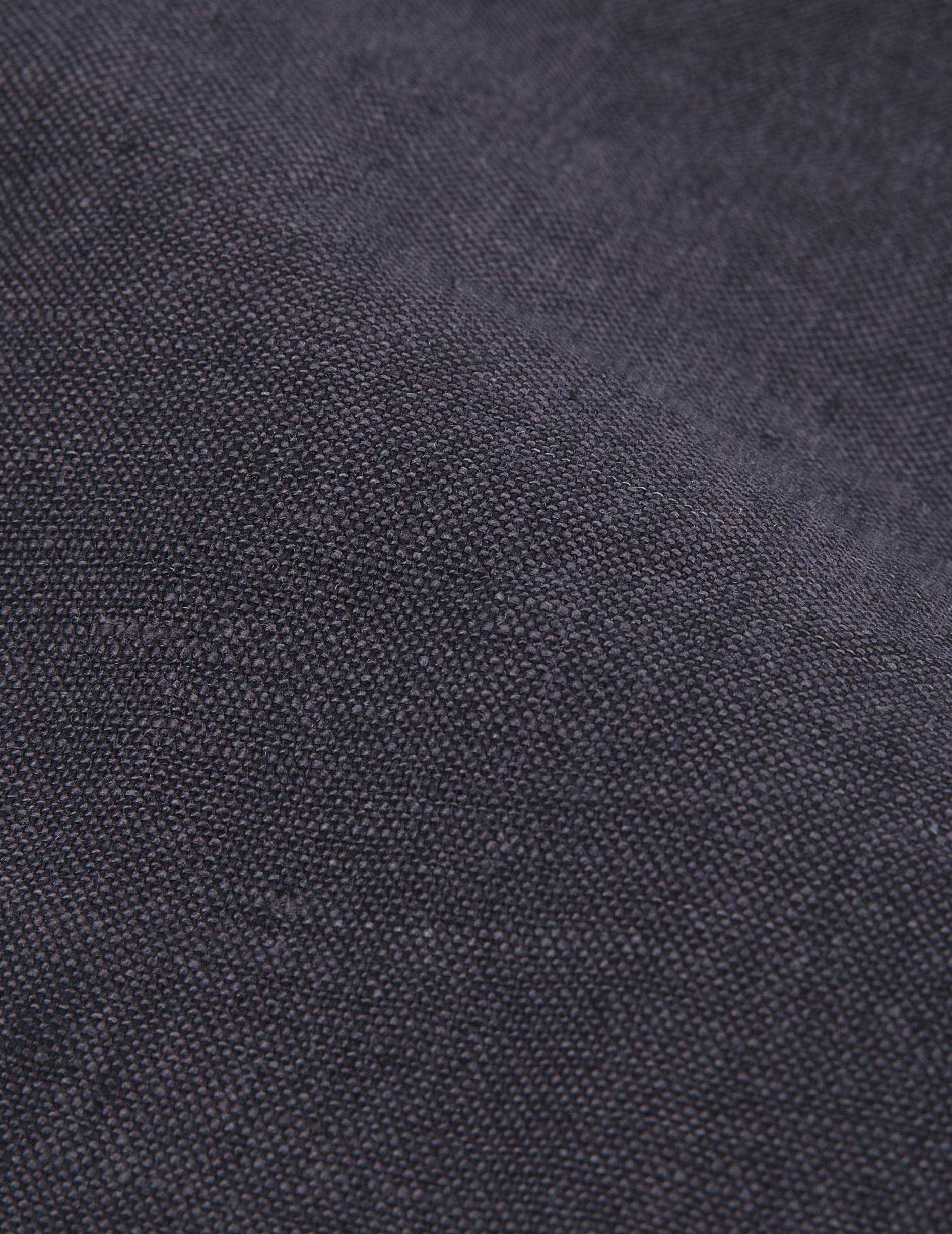 Black linen Carl shirt - Linen - Open straight Collar