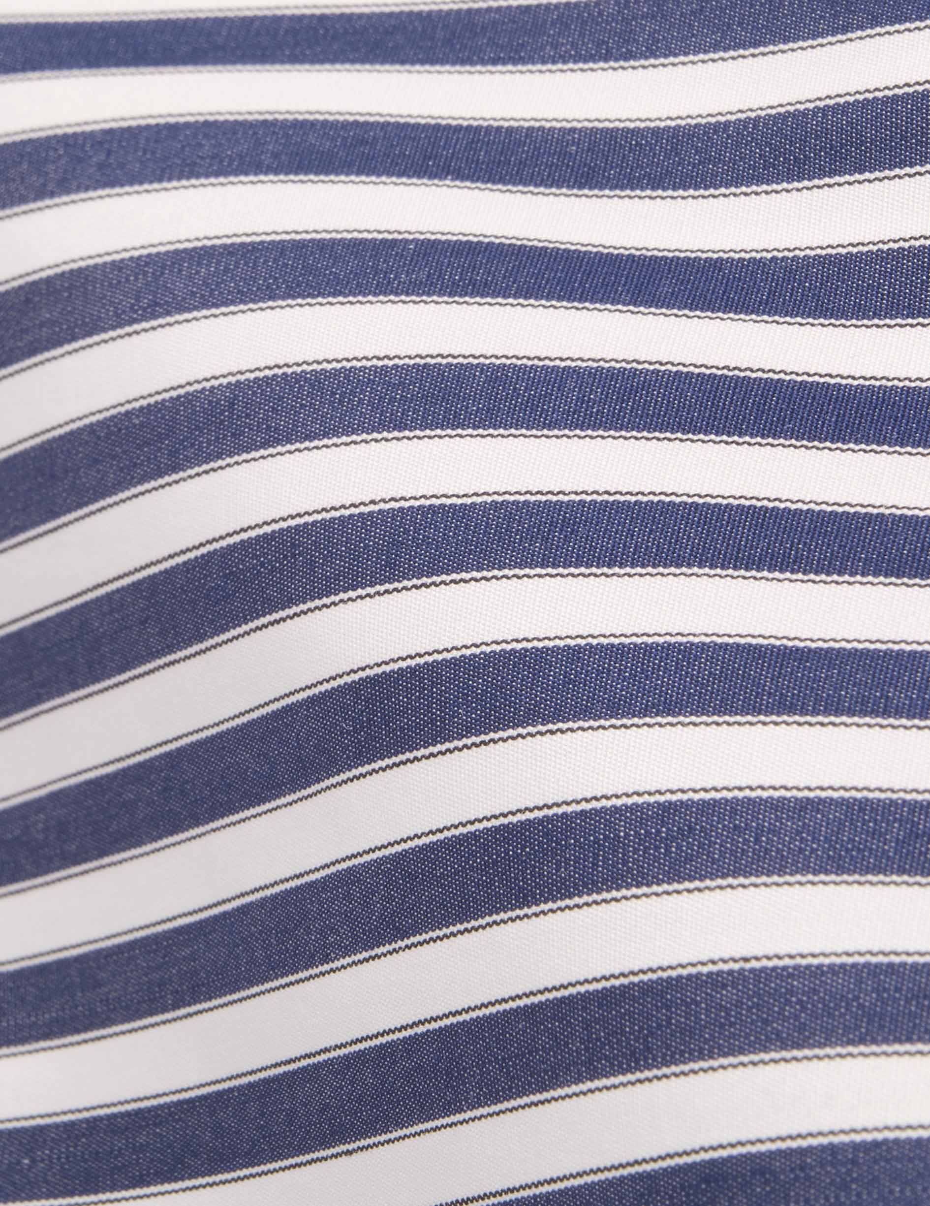 Navy striped semi-fitted shirt - Poplin - Figaret Collar