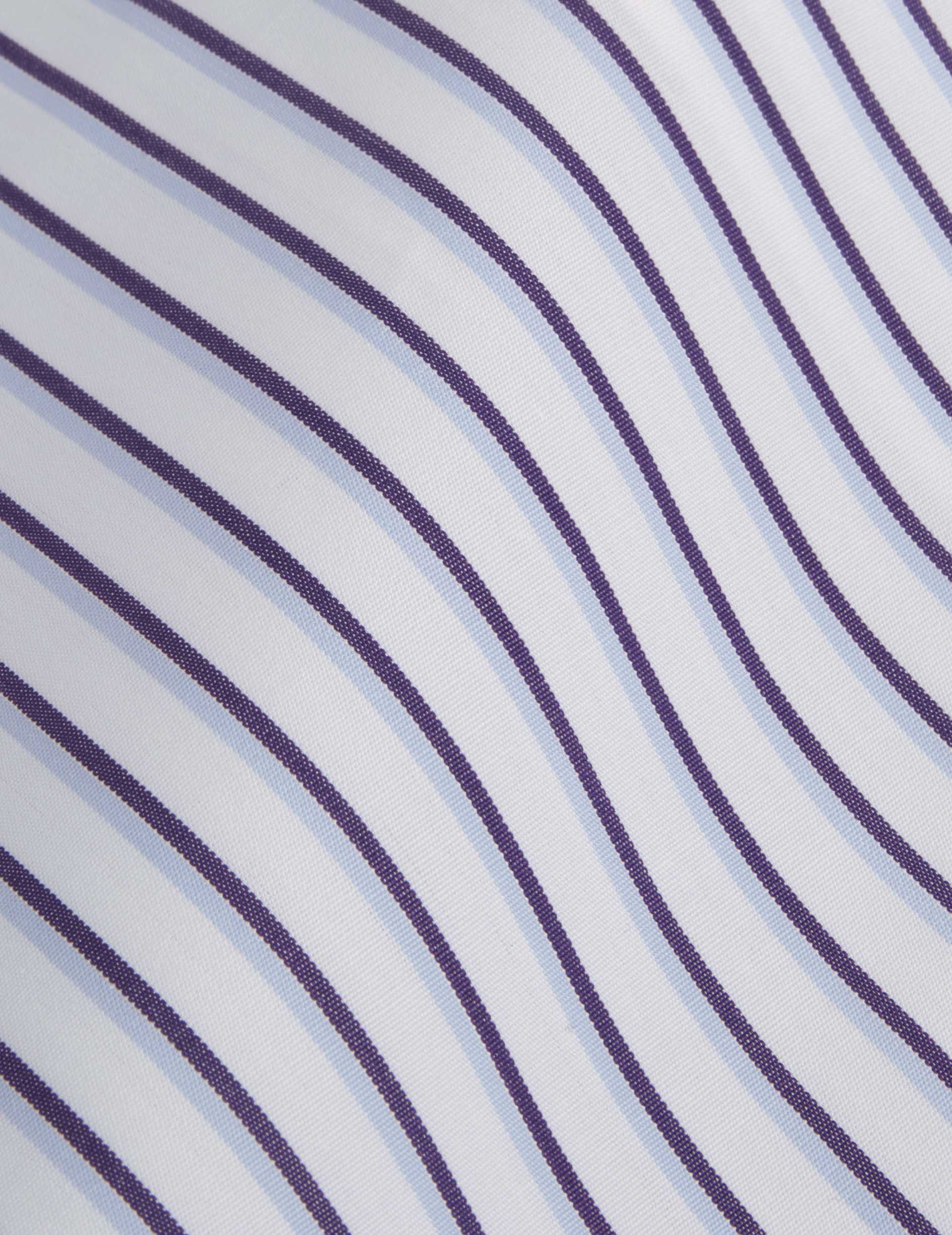 Navy striped semi-fitted shirt - Poplin - Figaret Collar