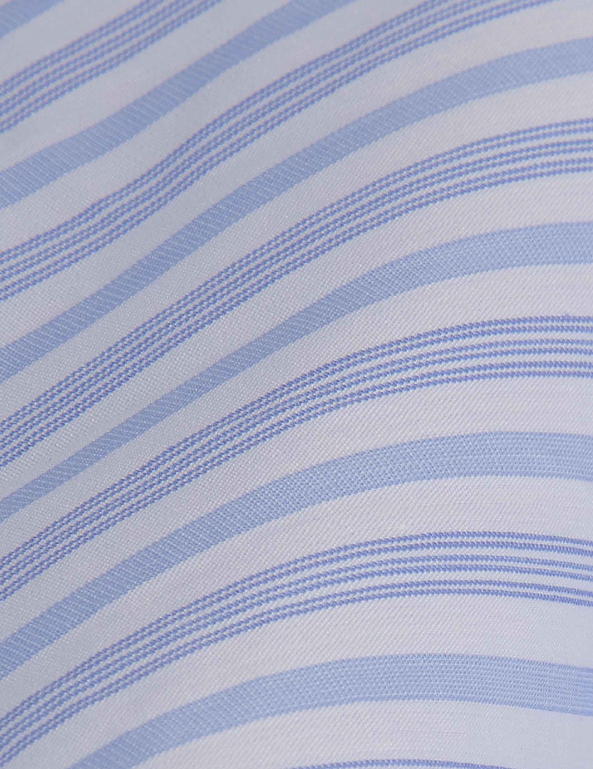 Blue striped semi-fitted shirt - Poplin - Figaret Collar