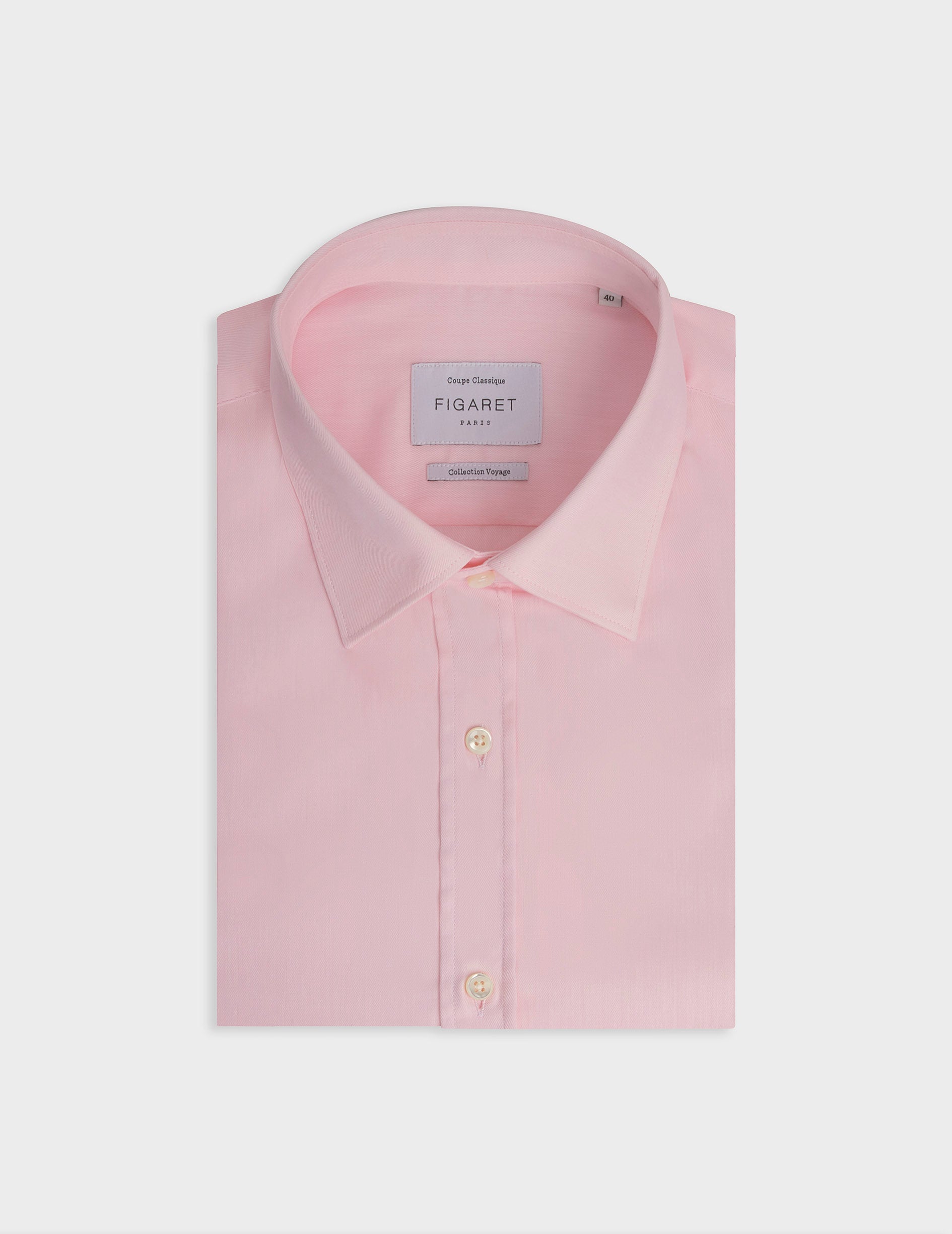 Pink classic wrinkle-free shirt - Twill - Figaret Collar - Easy-iron