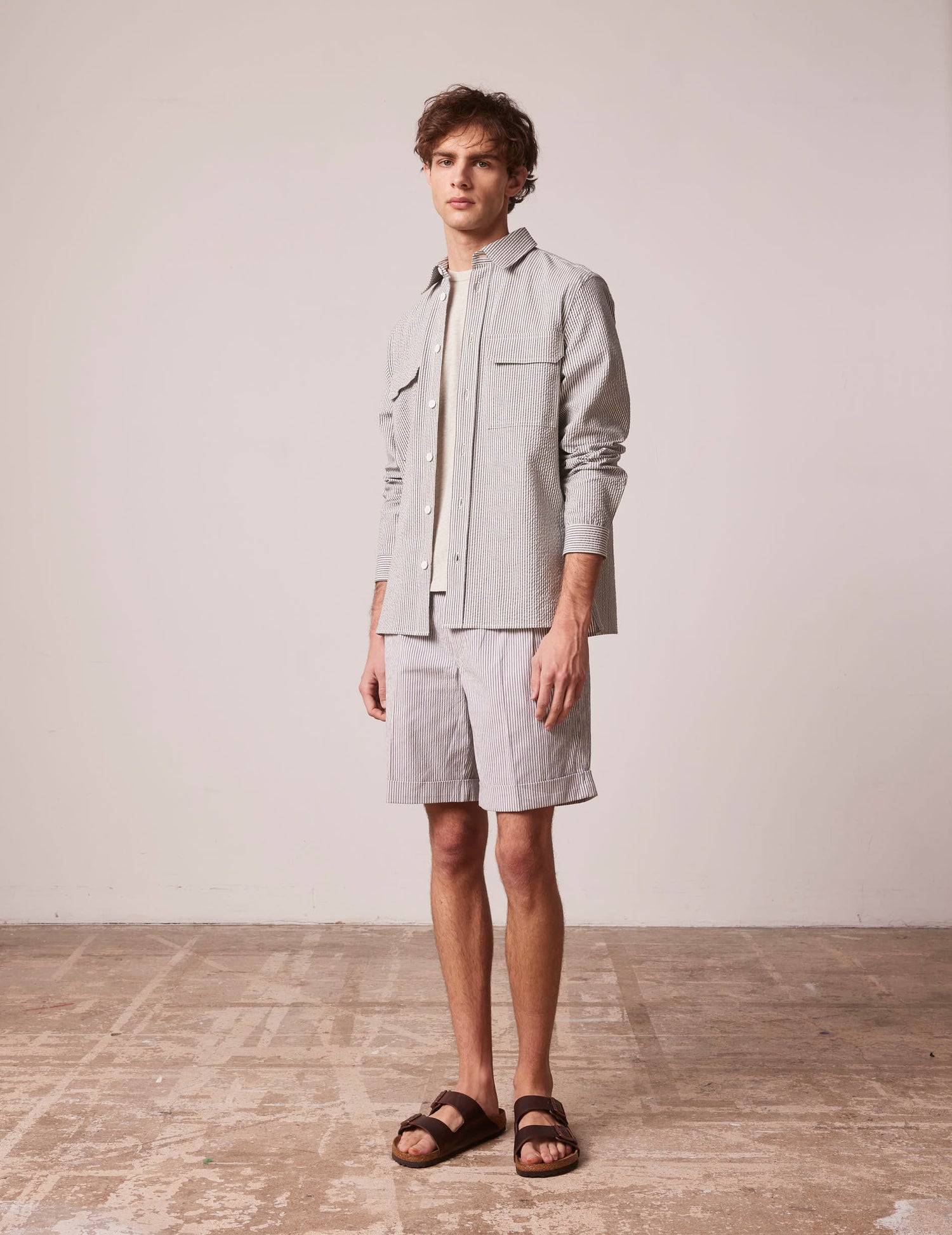 Blue striped Florian shirt - Seersucker - French Collar#3