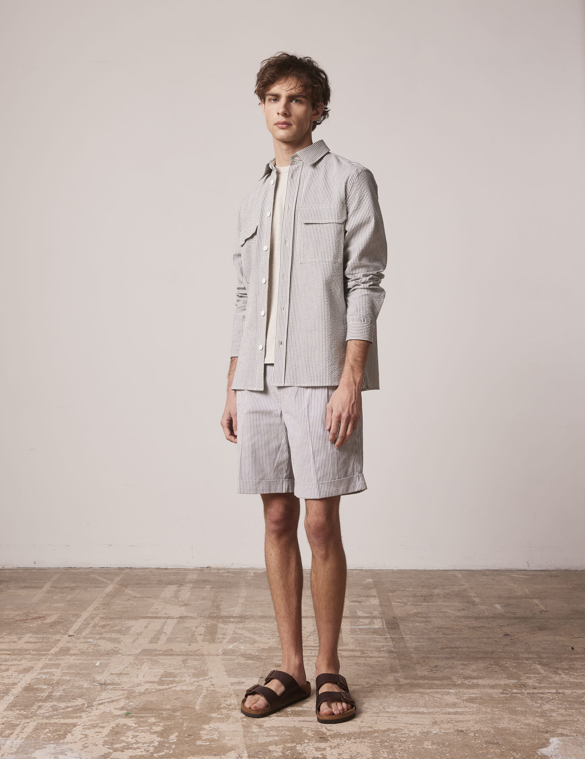 Blue striped Florian shirt - Seersucker - French Collar