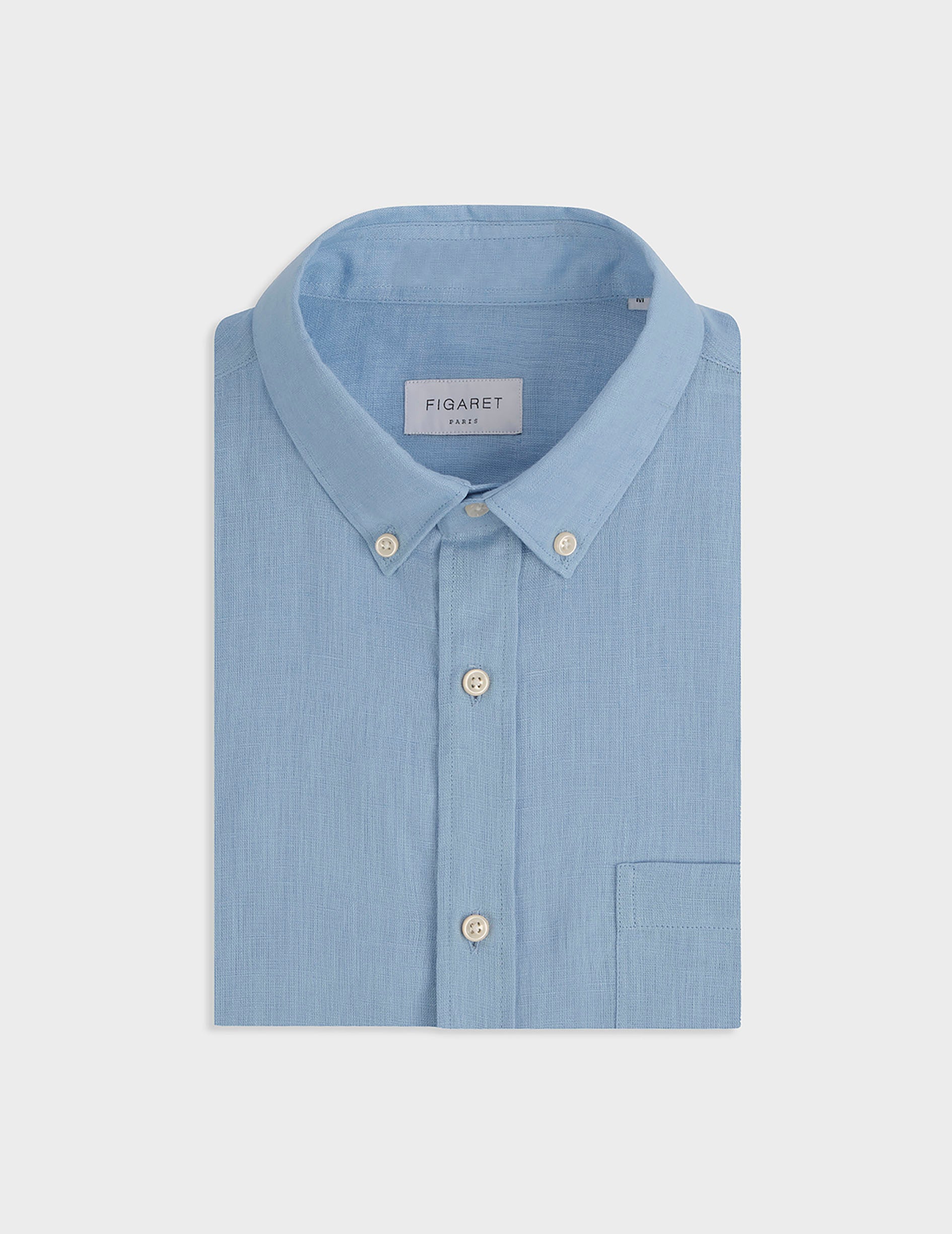 Blue linen Gabriel shirt - Linen - American Collar