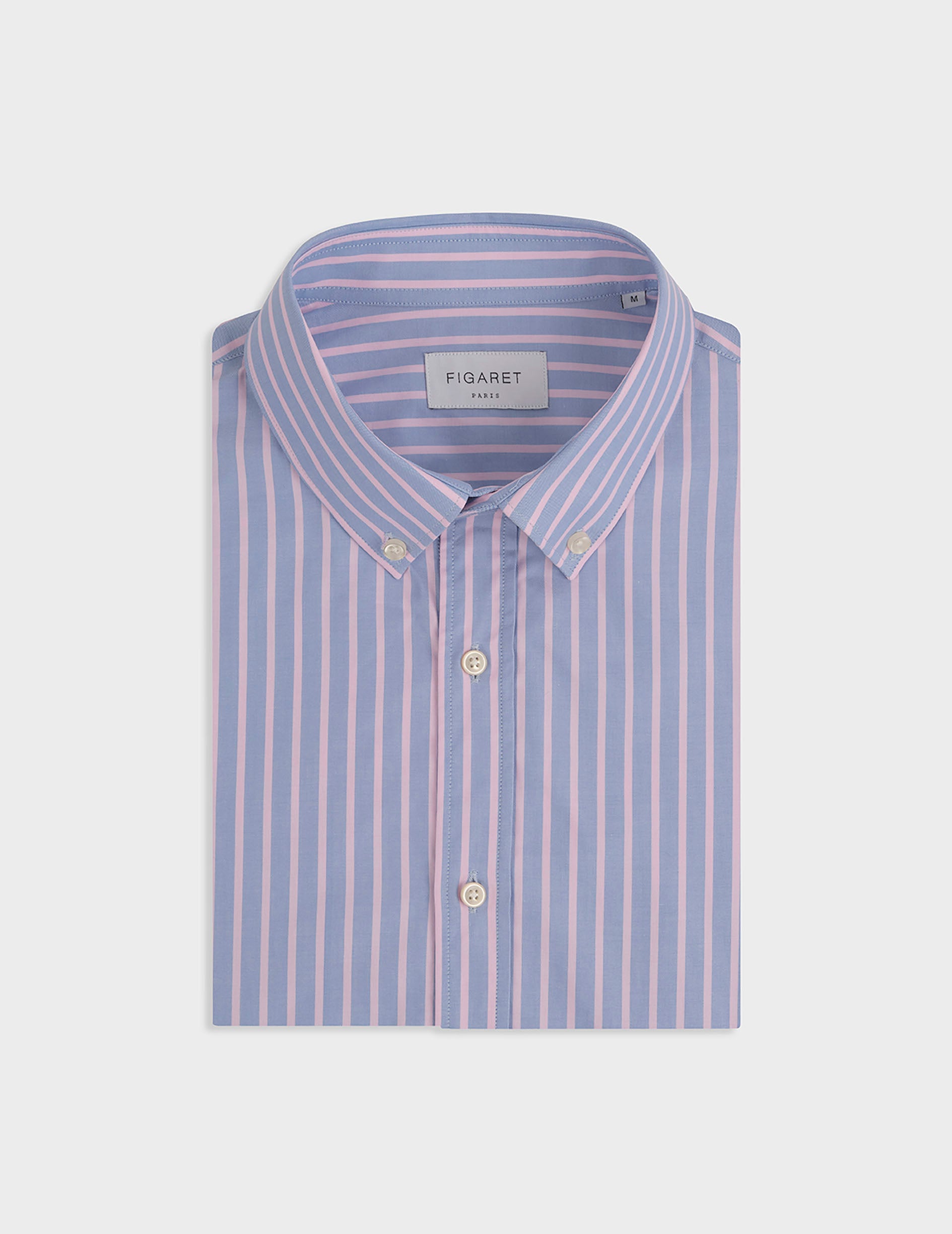 Pink striped Gaspard shirt - pin point - American Collar