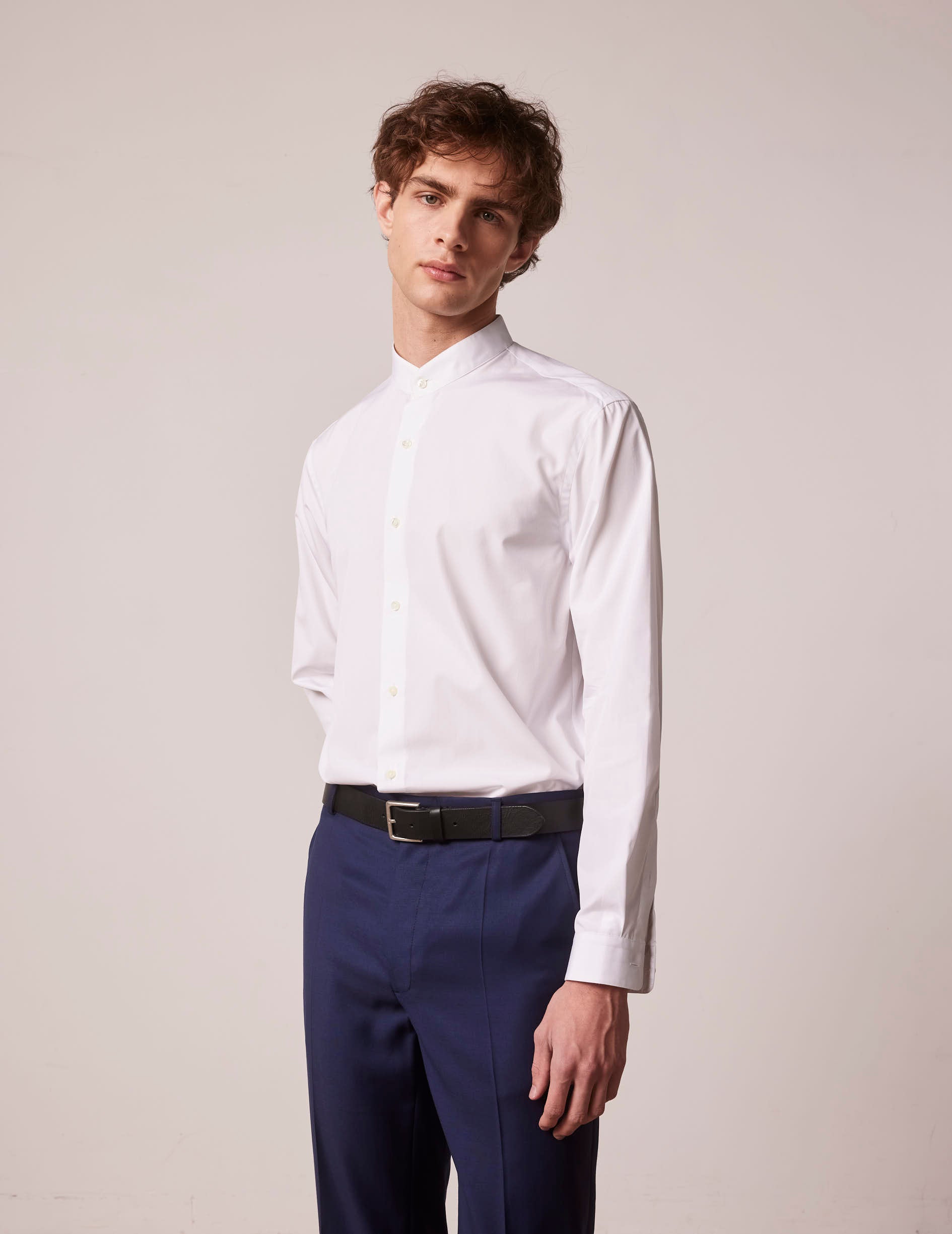 White Herwin shirt - Poplin - Officer Collar