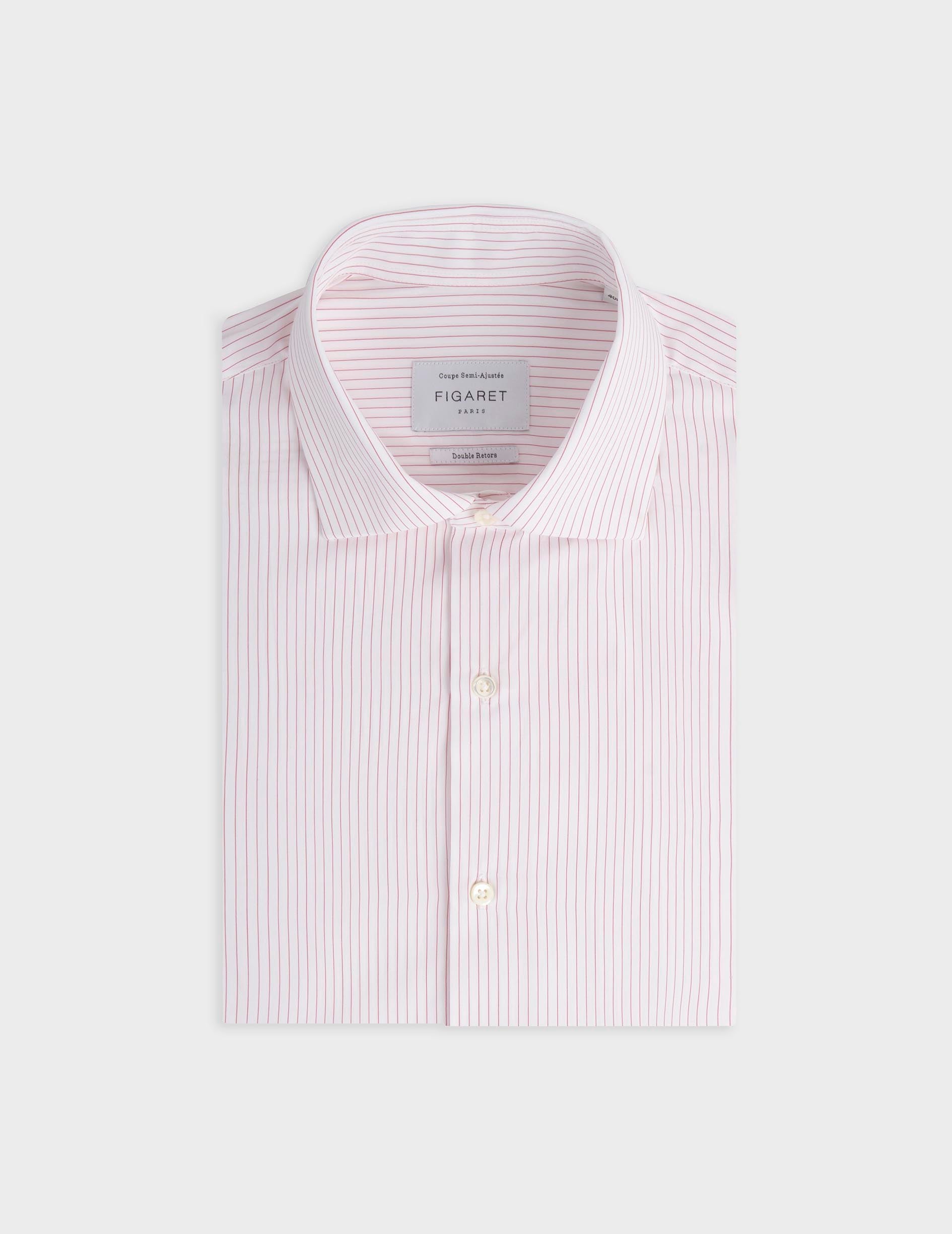 Red striped semi-fitted shirt - Poplin - Italian Collar