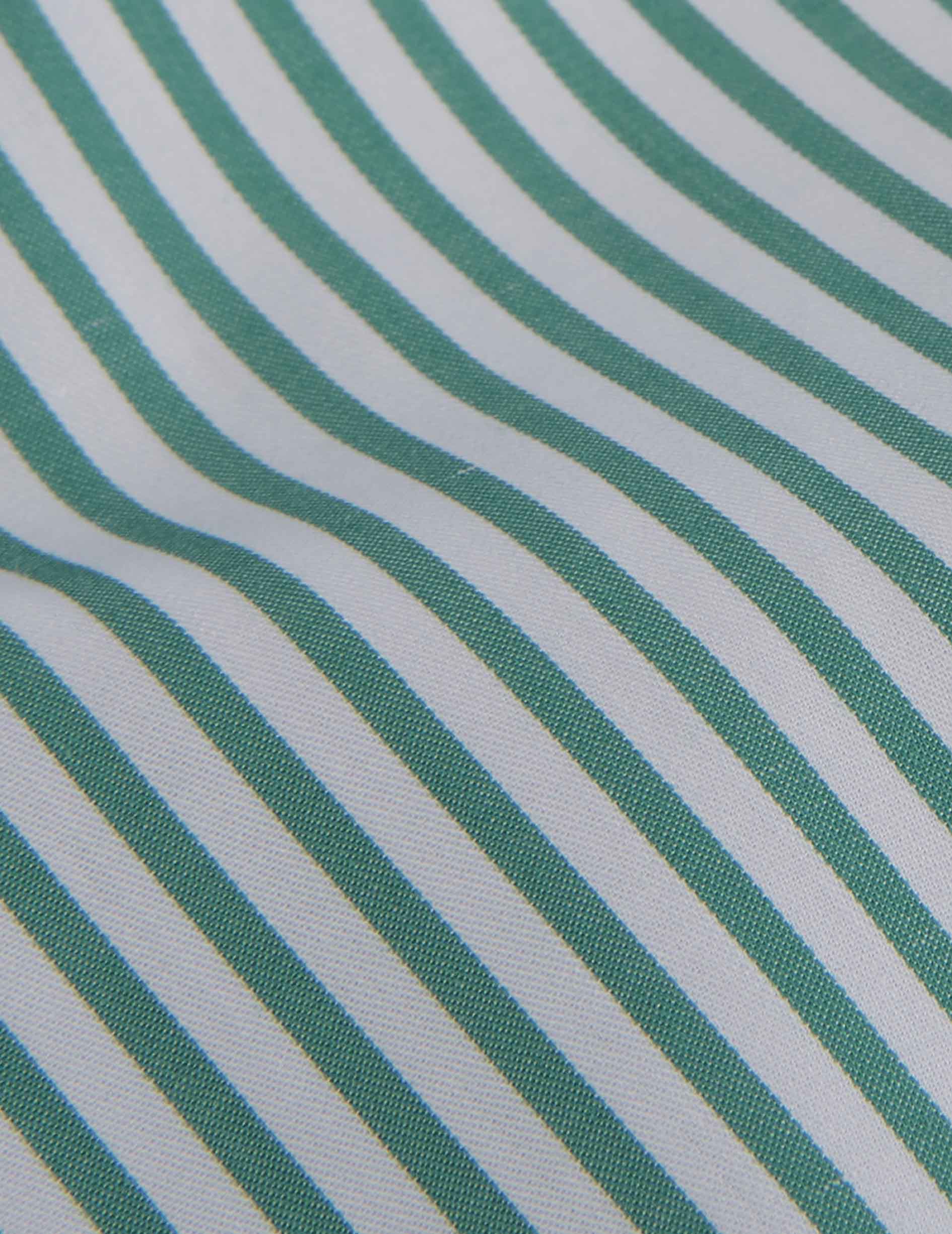 Green striped semi-fitted shirt - Twill - Italian Collar