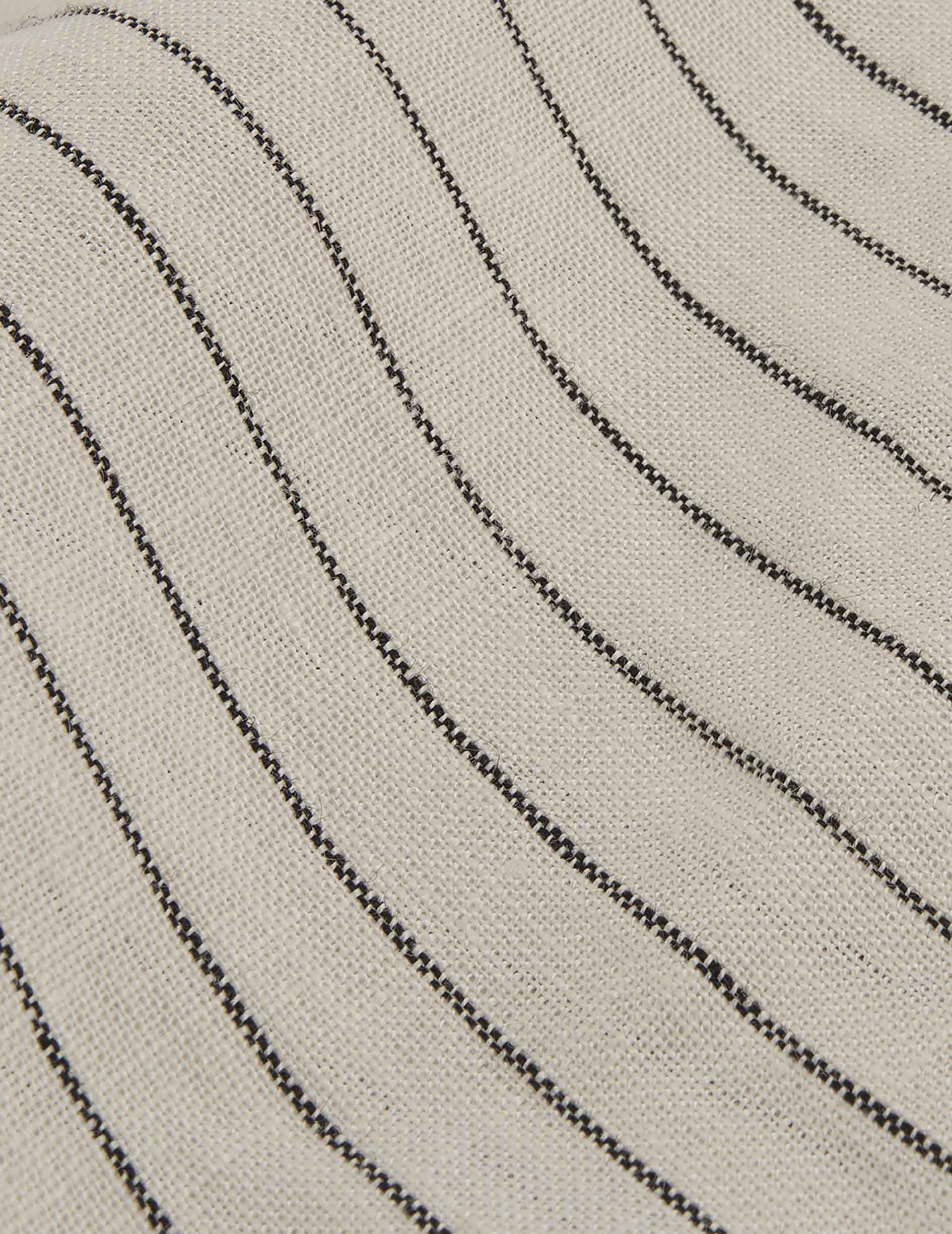 Short sleeve black striped linen Leandre shirt - Linen - Pyjamas Collar