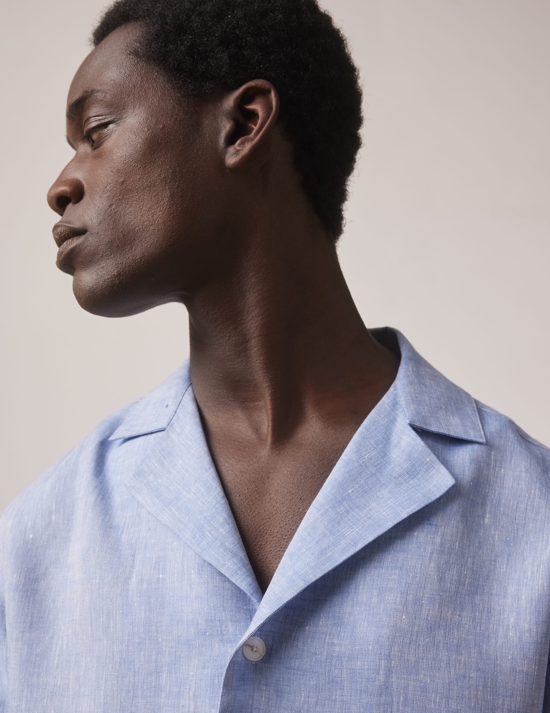 Blue linen Livio shirt - Linen - Pyjamas Collar