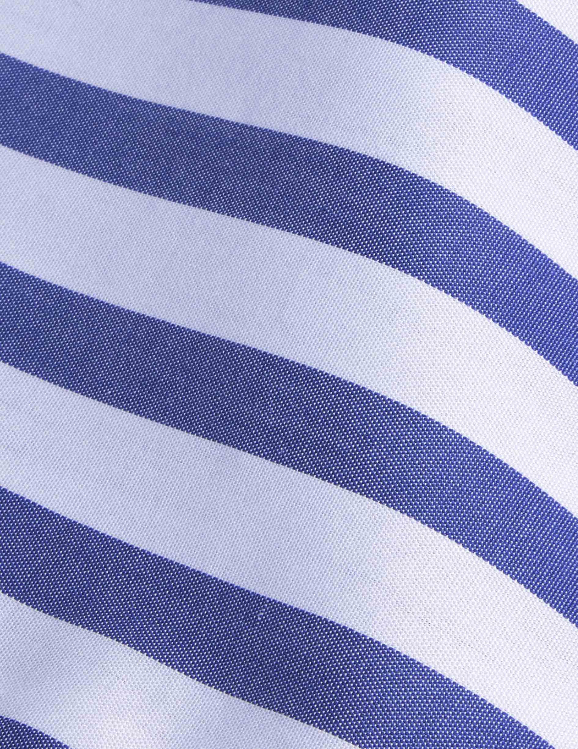 Blue striped semi-fitted shirt - Poplin - Majestic Collar