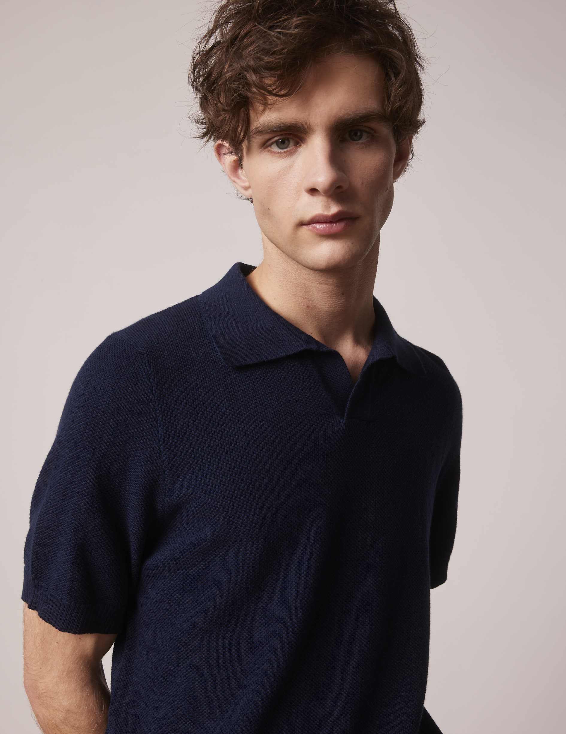 Navy blue cotton Lilian polo