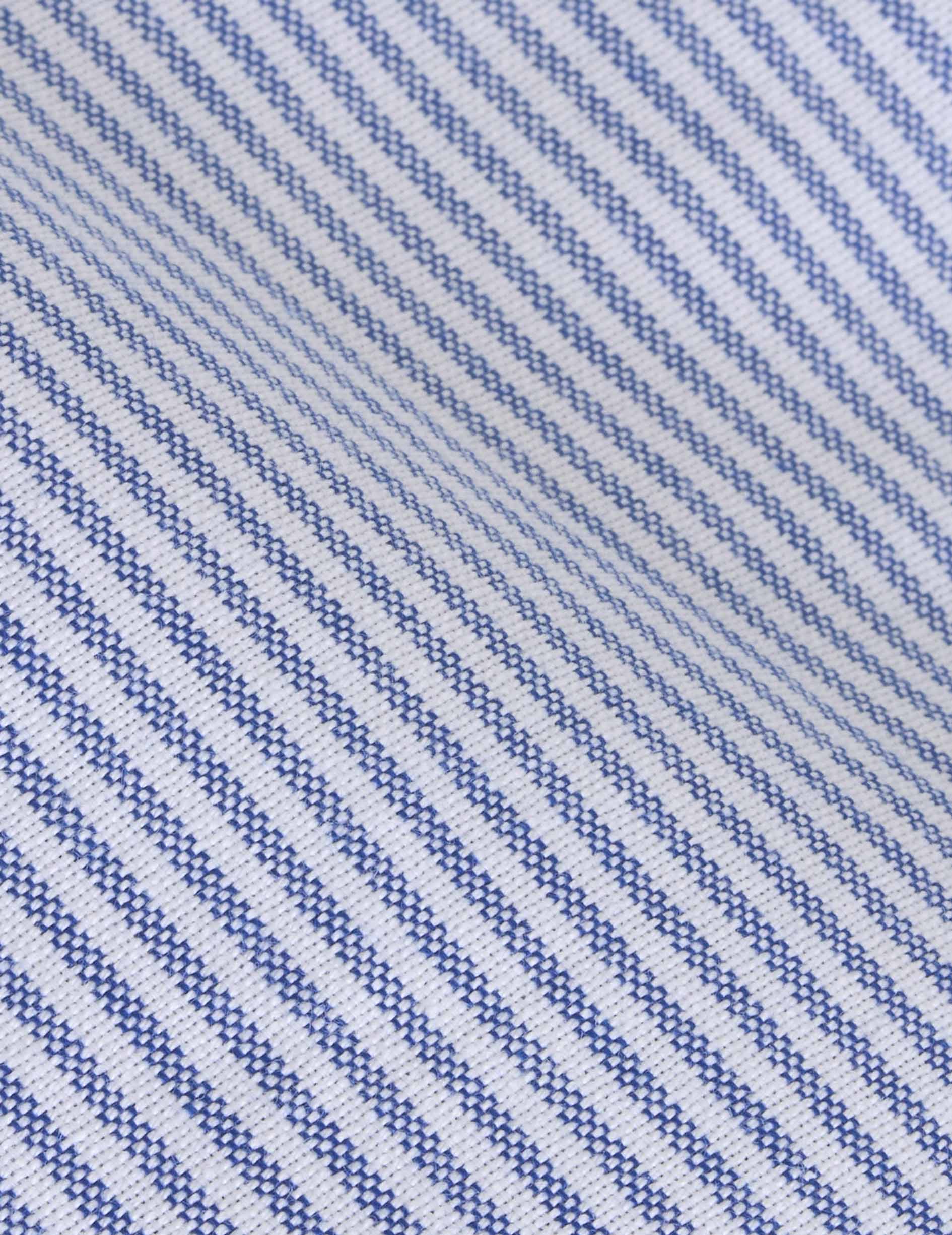 Blue Messy Nessy embroidered Club striped shirt - Oxford - Figaret Collar