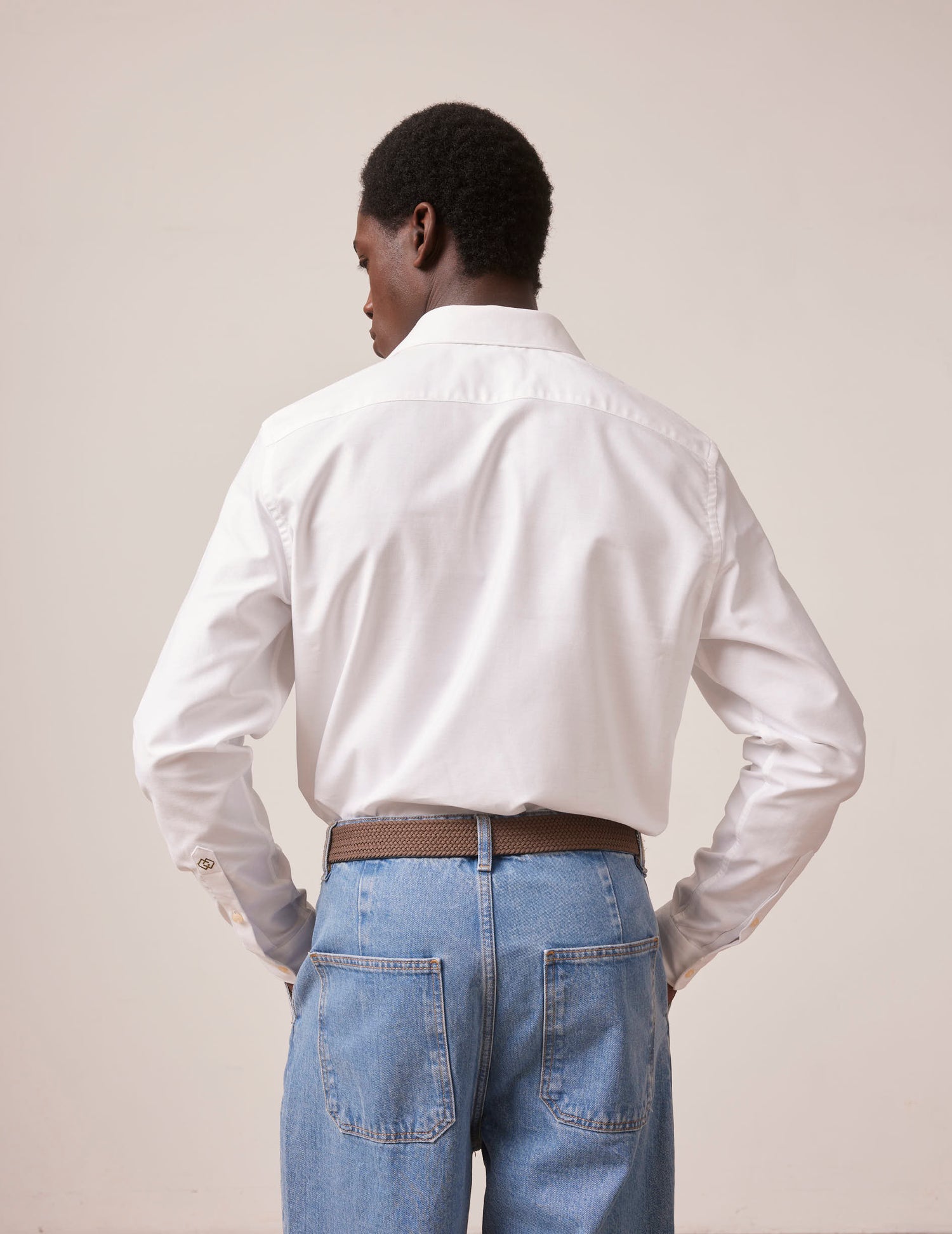 Unisex White "Je t'aime" shirt - Oxford - Figaret Collar#7
