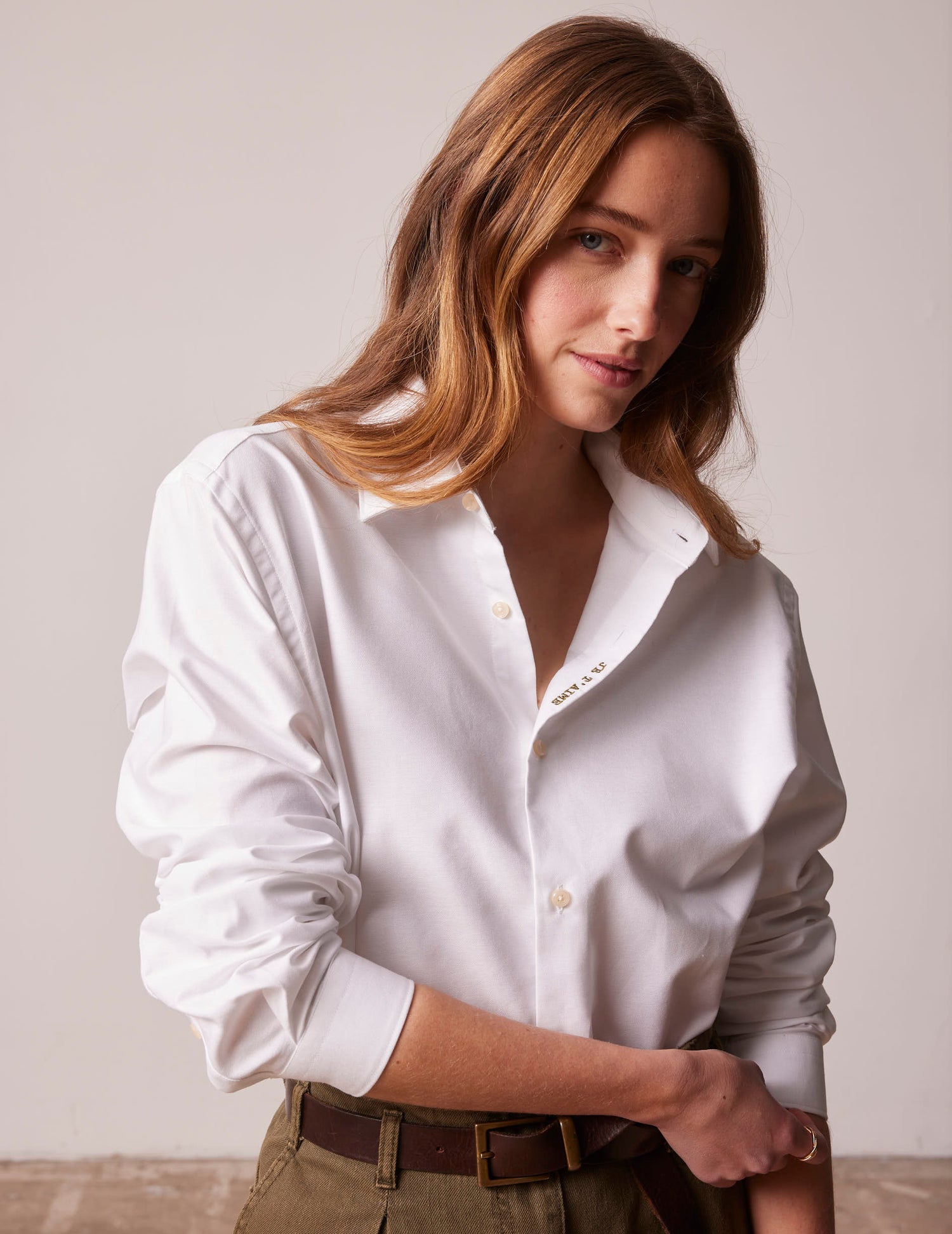 Unisex White "Je t'aime" shirt - Oxford - Figaret Collar#3