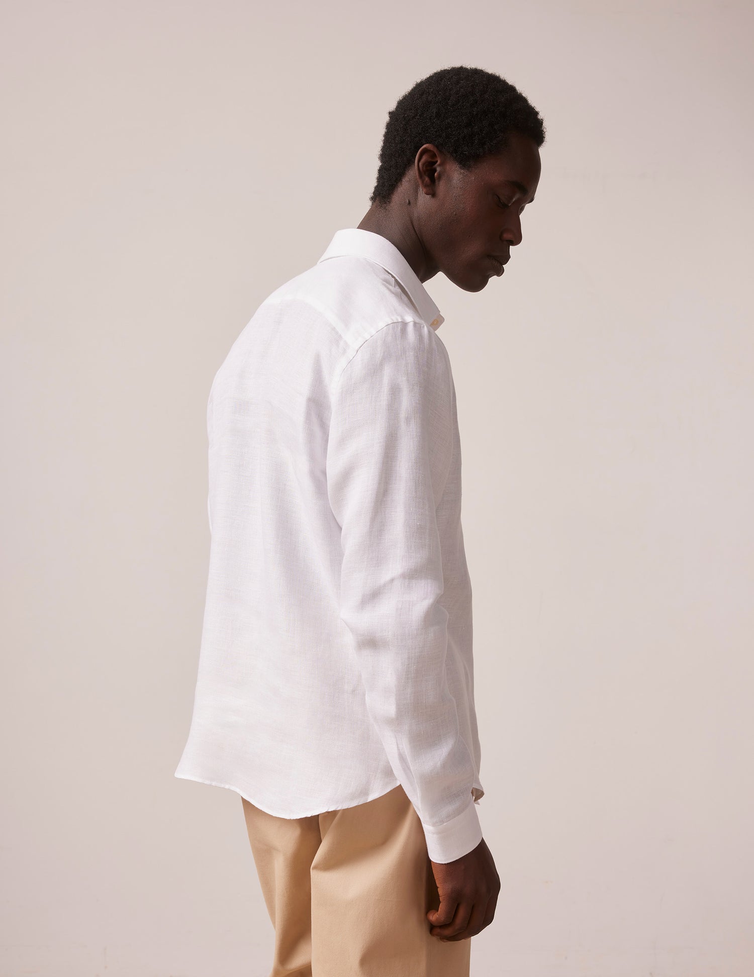 Unisex White linen "Je t'aime" shirt - Linen - Figaret Collar#6