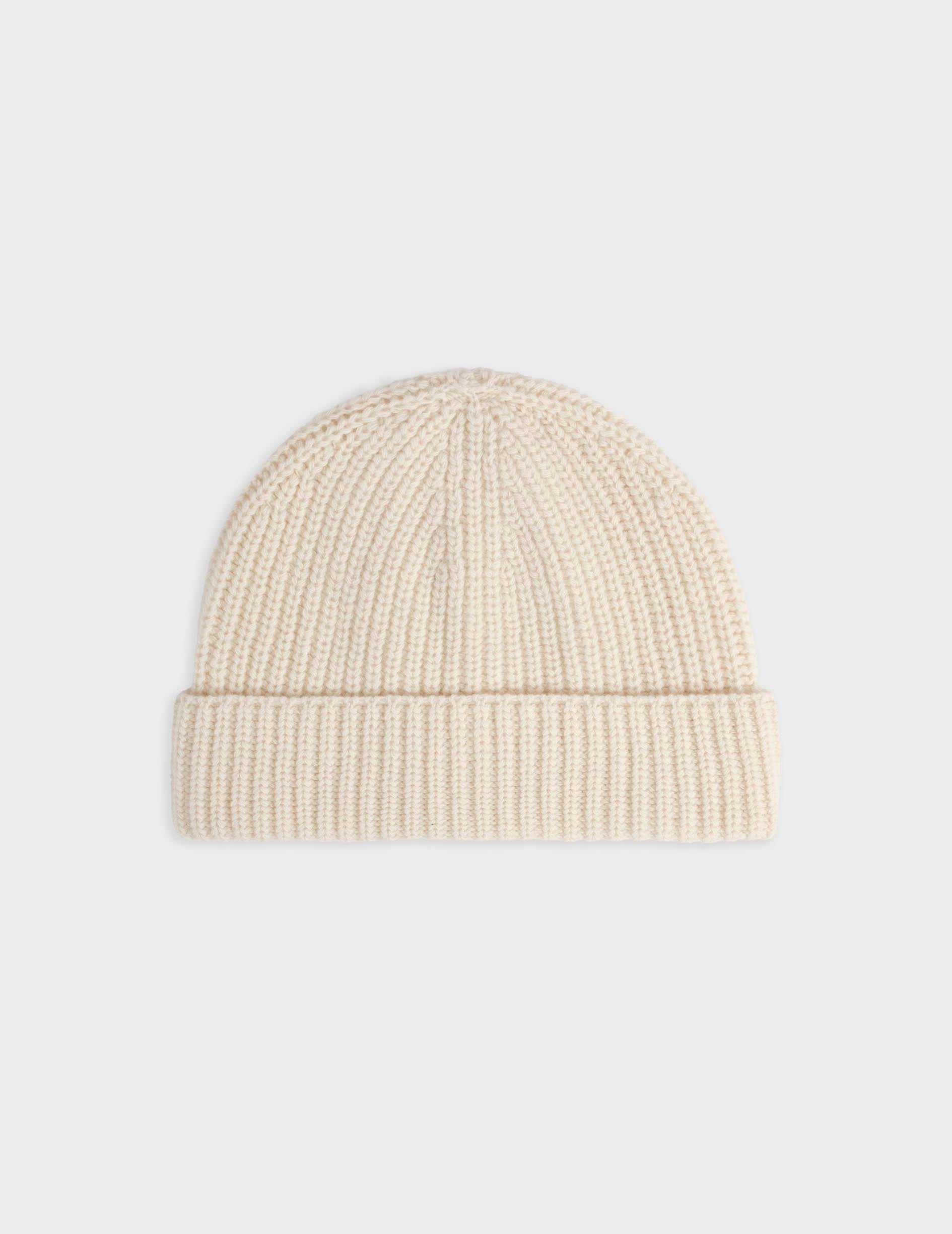 Beige wool and cashmere beanie