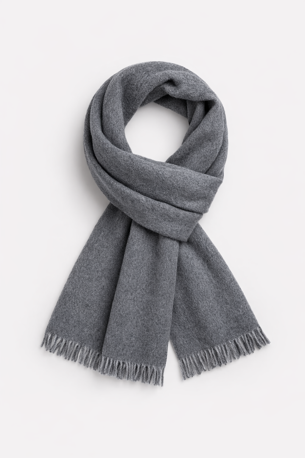 Gray herringbone wool scarf