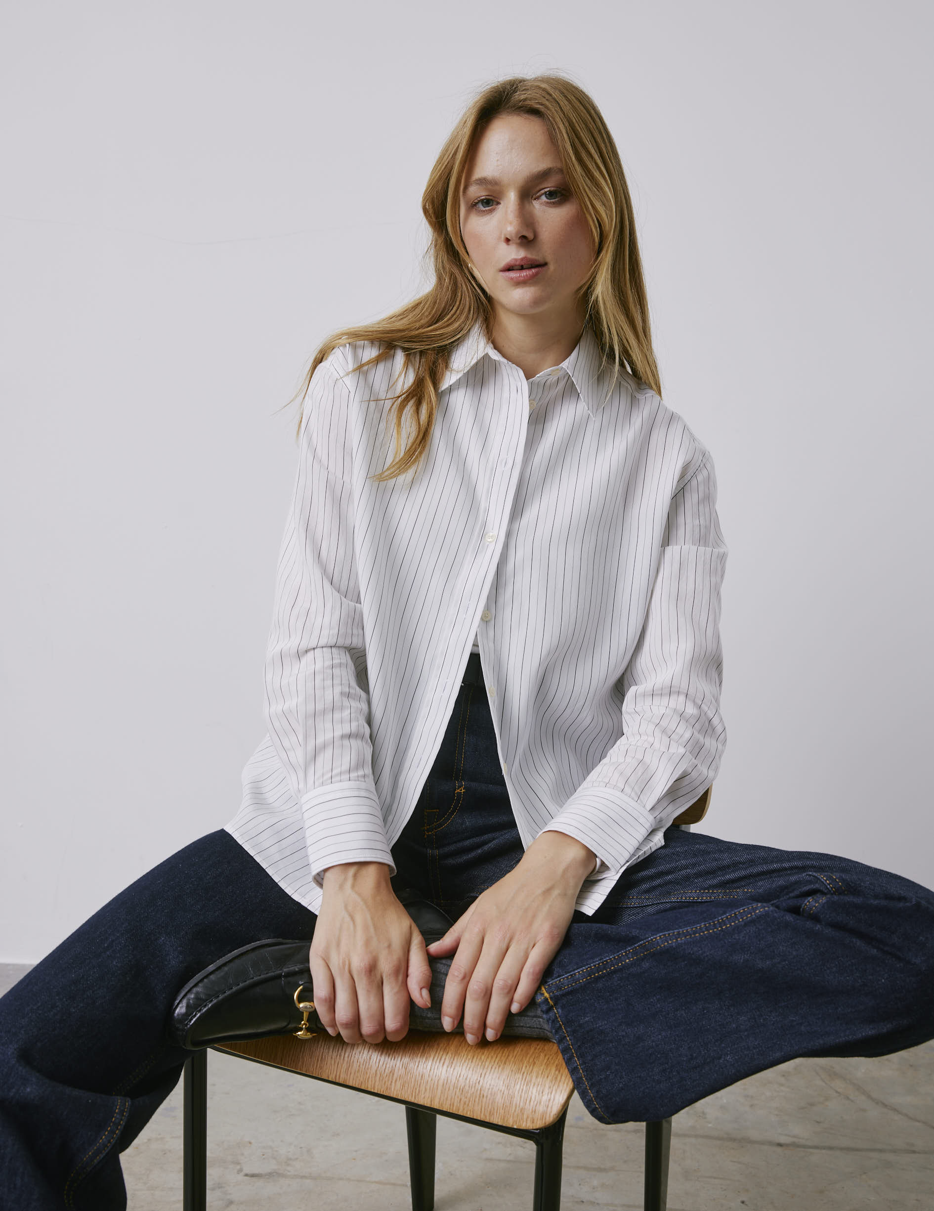 Ambre black striped shirt - Canvas - Shirt Collar