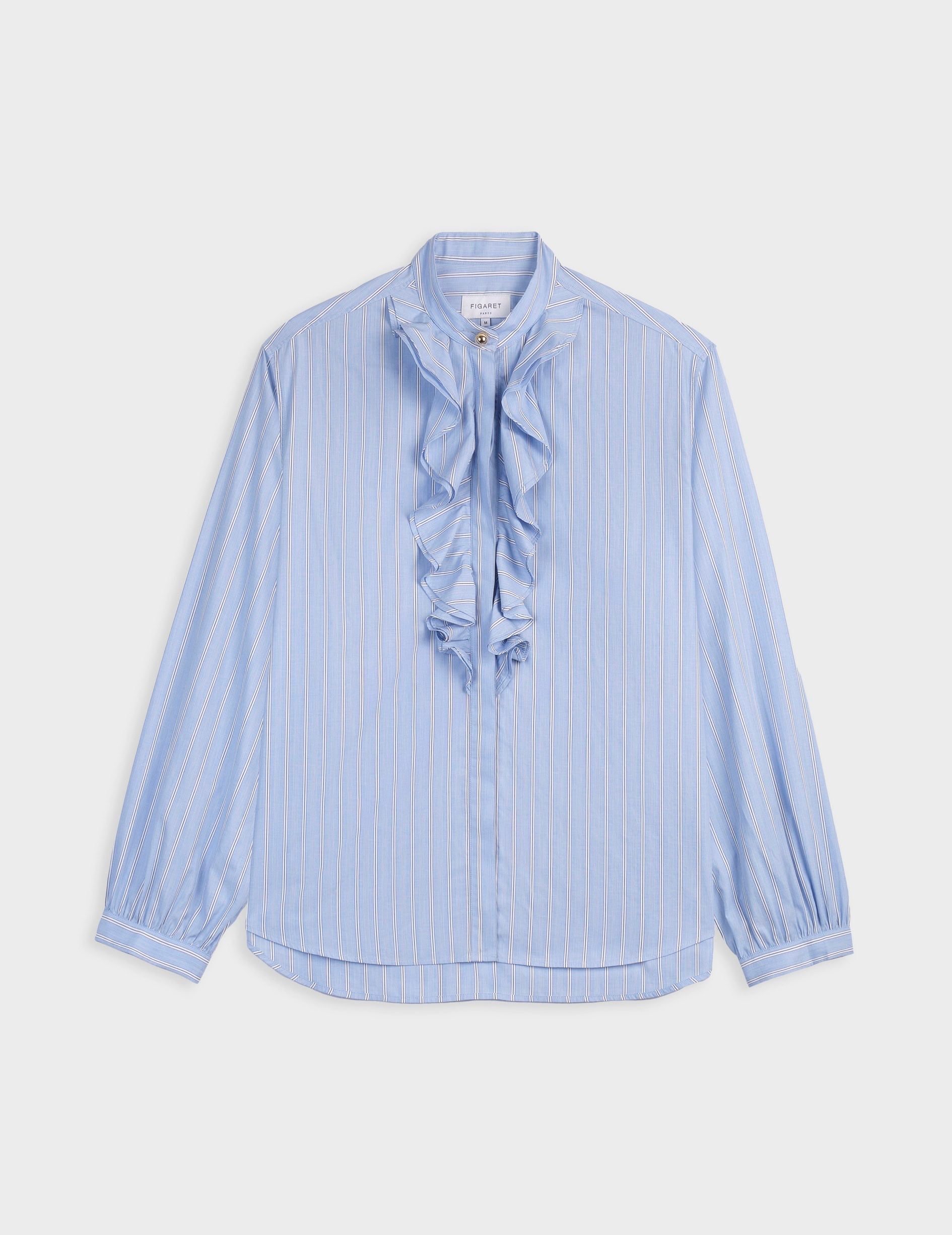 Carla blue striped shirt - Fil-a-fil - Officer Collar