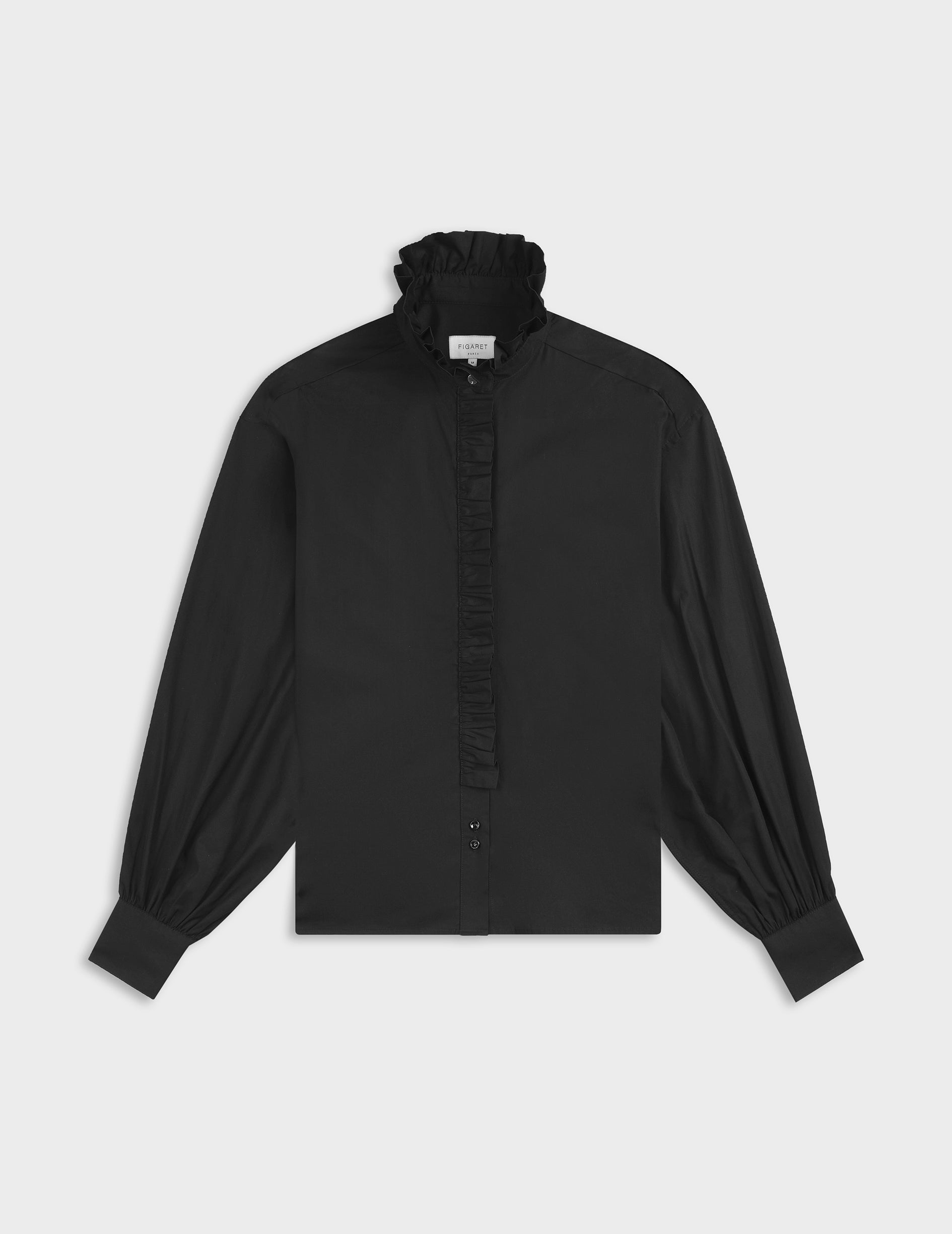 Greta black shirt - Poplin - Victorian Collar