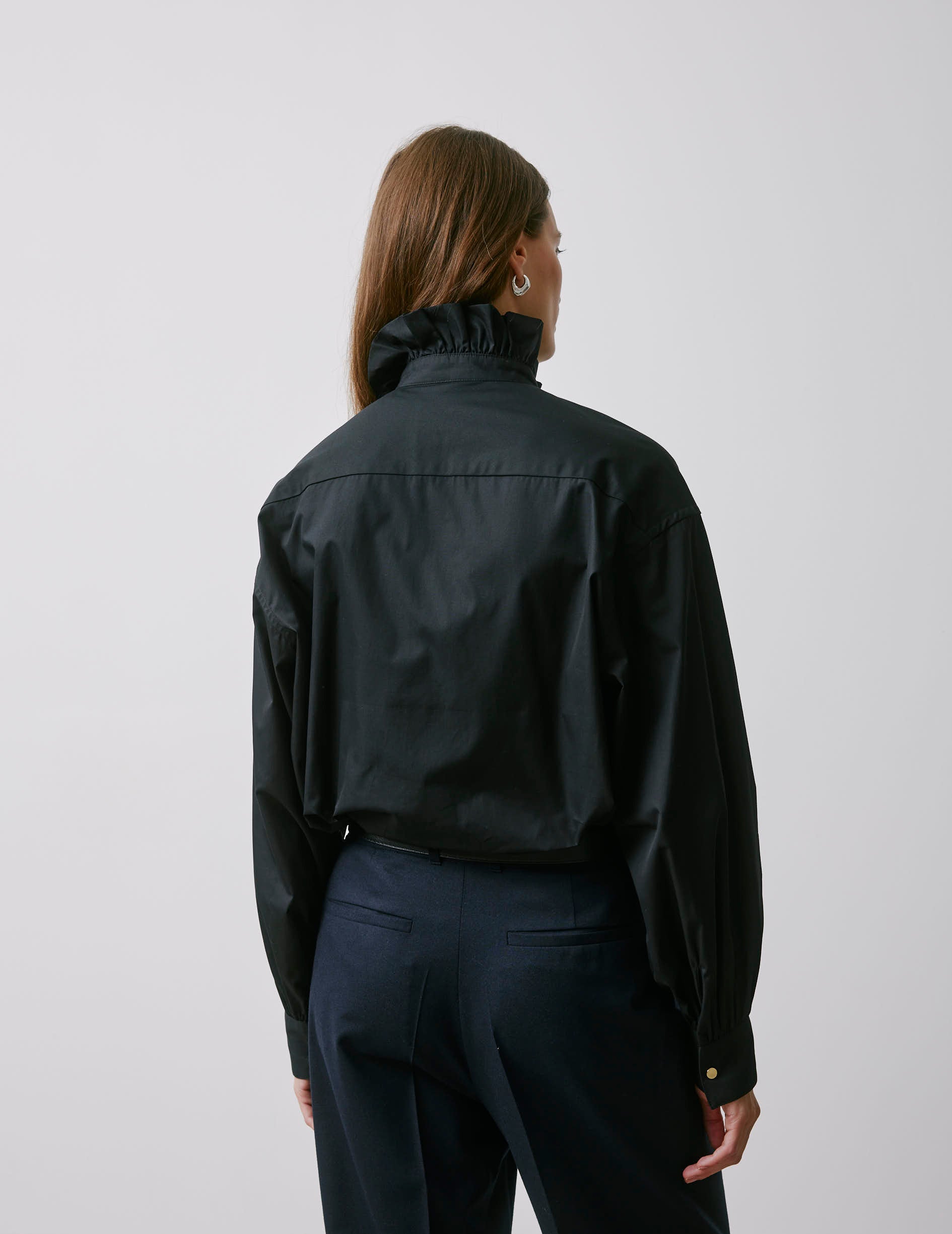 Greta black shirt - Poplin - Victorian Collar