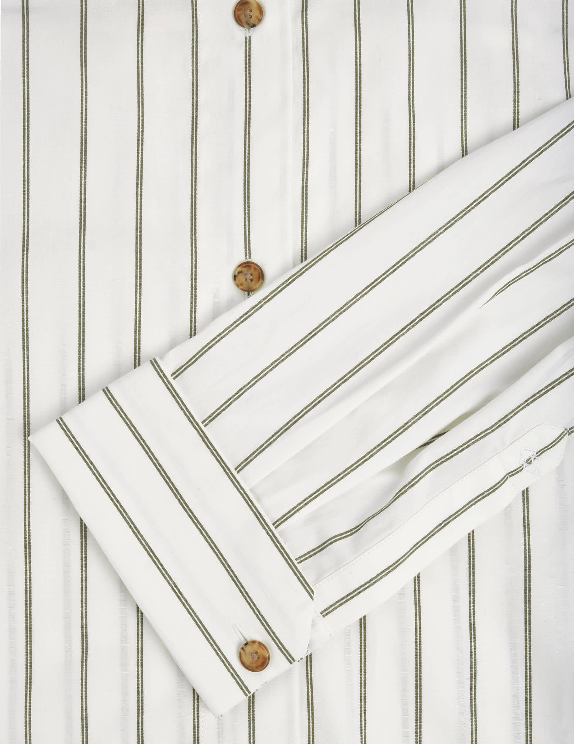 Hannah khaki striped shirt - Poplin - Shirt Collar - French Cuffs
