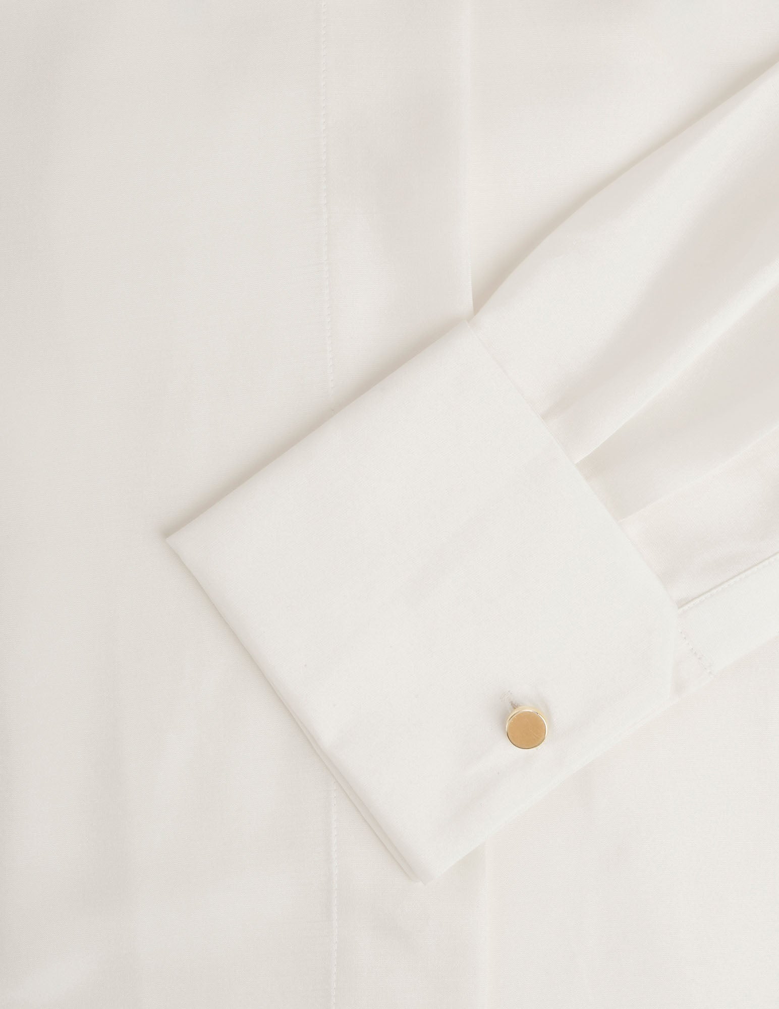 Irisa white hidden button placket shirt - Silk - Long Collar - French Cuffs