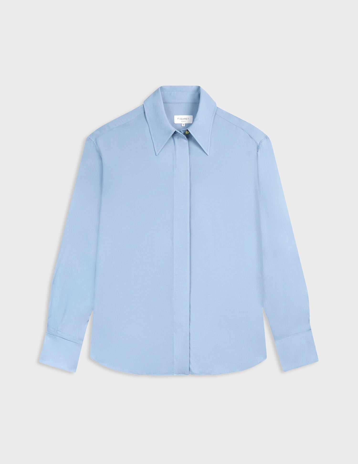 Irisa blue hidden button placket shirt - Twill - Long Collar - Musketeers Cuffs#4