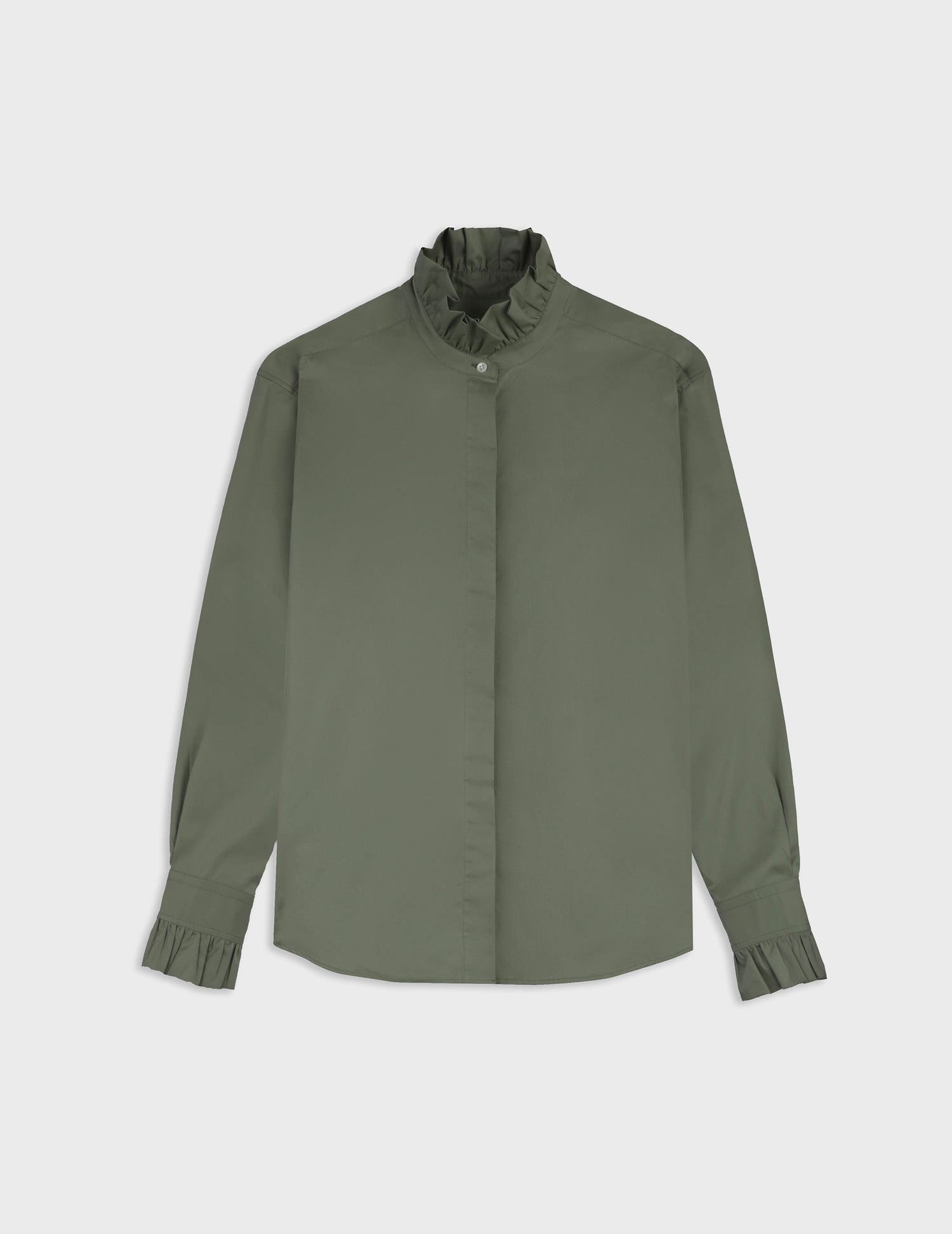 Laurine hidden button placket shirt - Twill - Victorian Collar#5