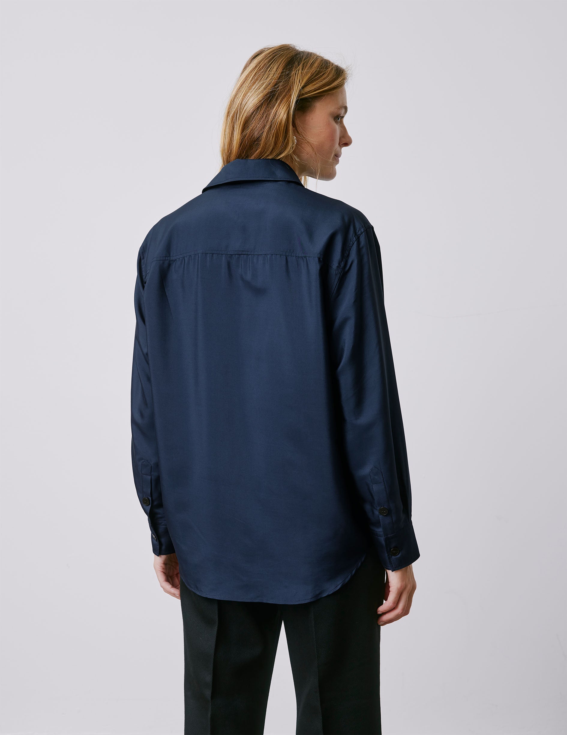 Léanna navy shirt - Silk - Shirt Collar