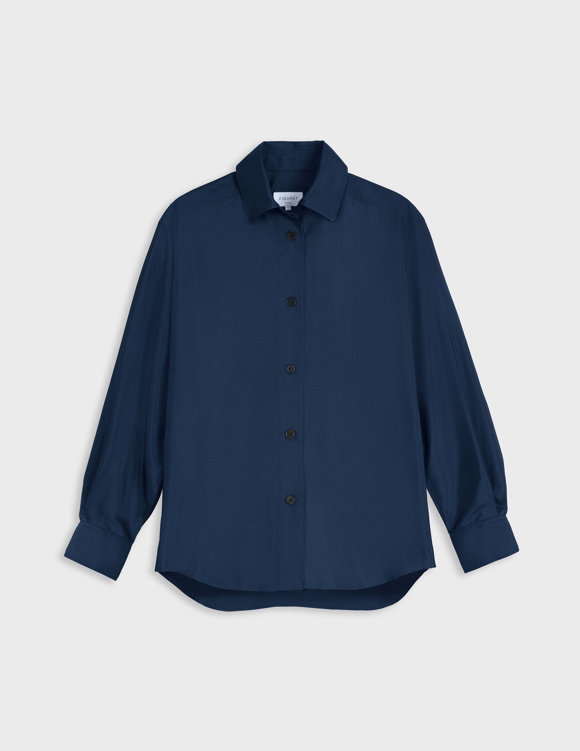 Léanna navy shirt - Silk - Shirt Collar