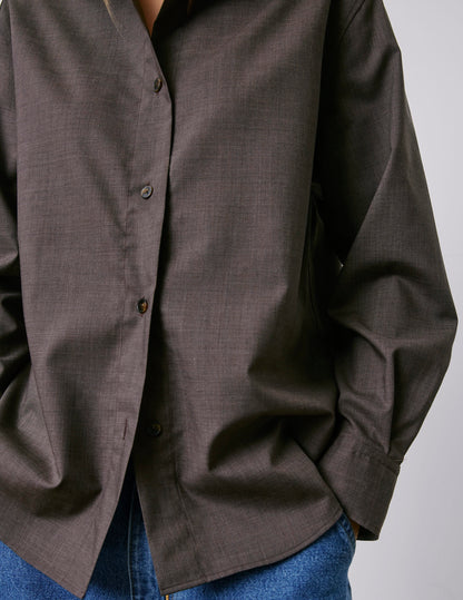 Léanna brown virgin wool shirt