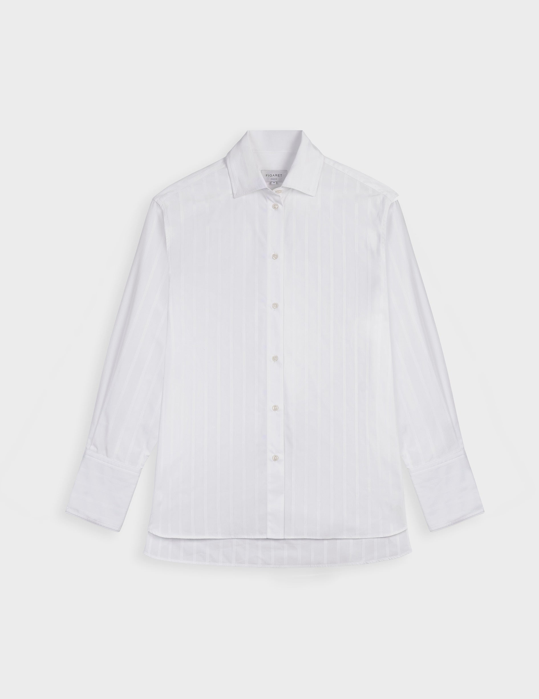 Léa white striped oversized shirt - Poplin - Shirt Collar
