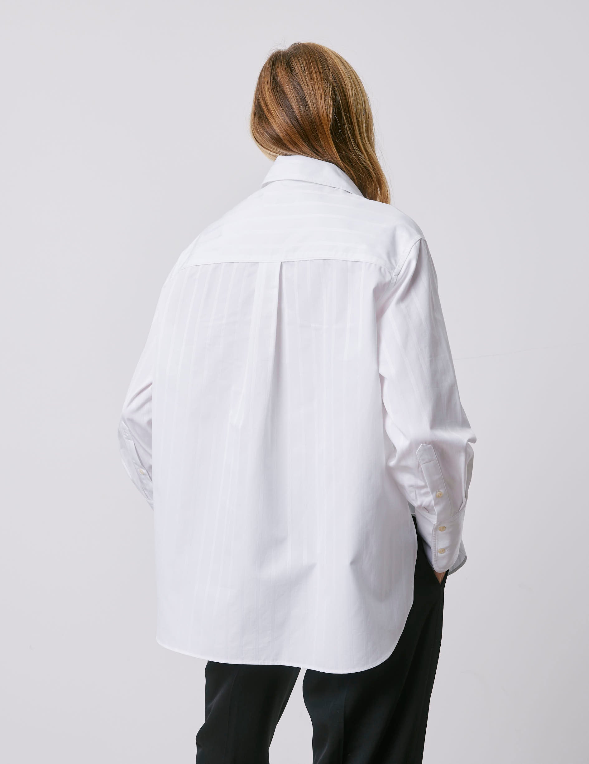 Léa white striped oversized shirt - Poplin - Shirt Collar