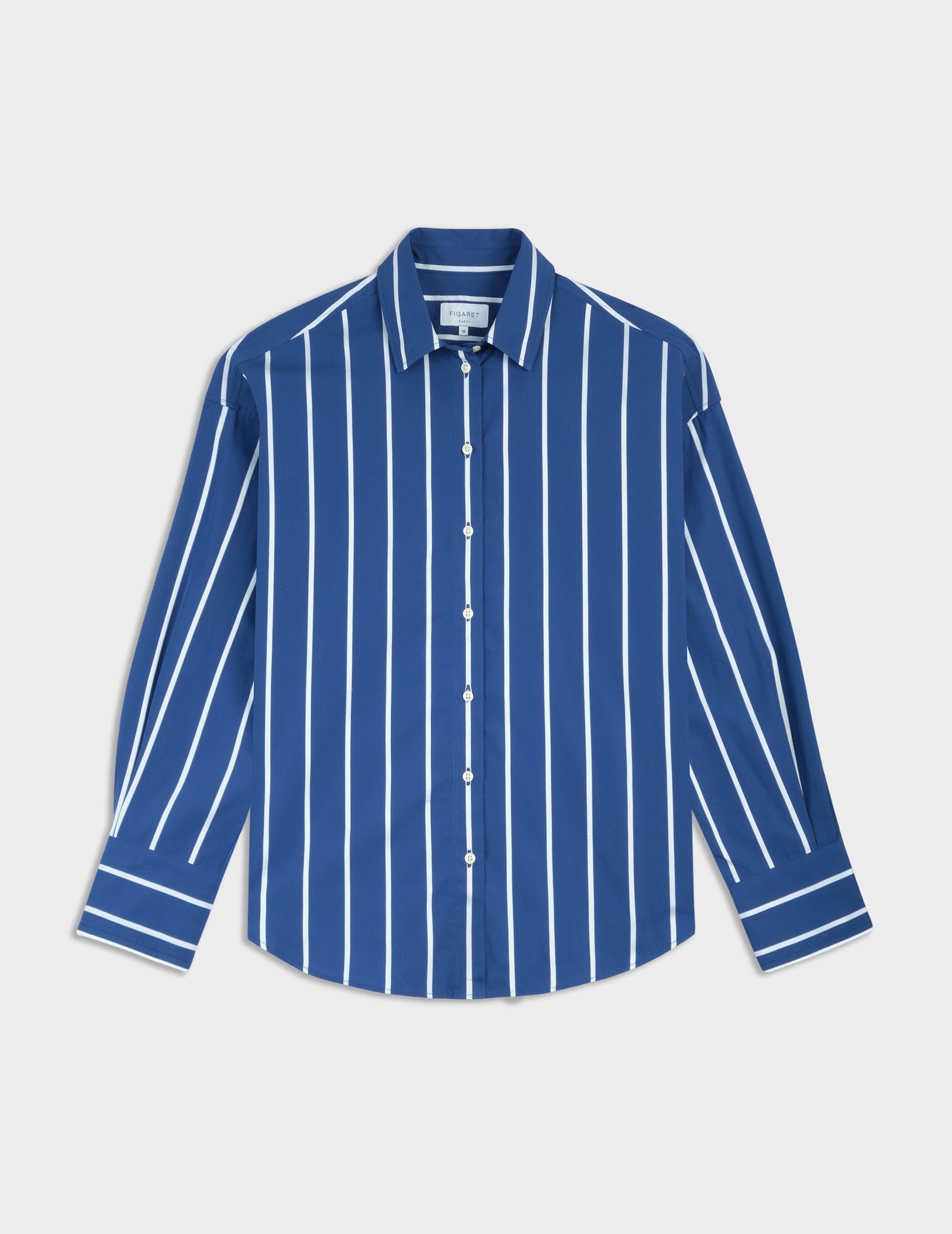 Lizandra navy striped oversized shirt - Poplin - Shirt Collar