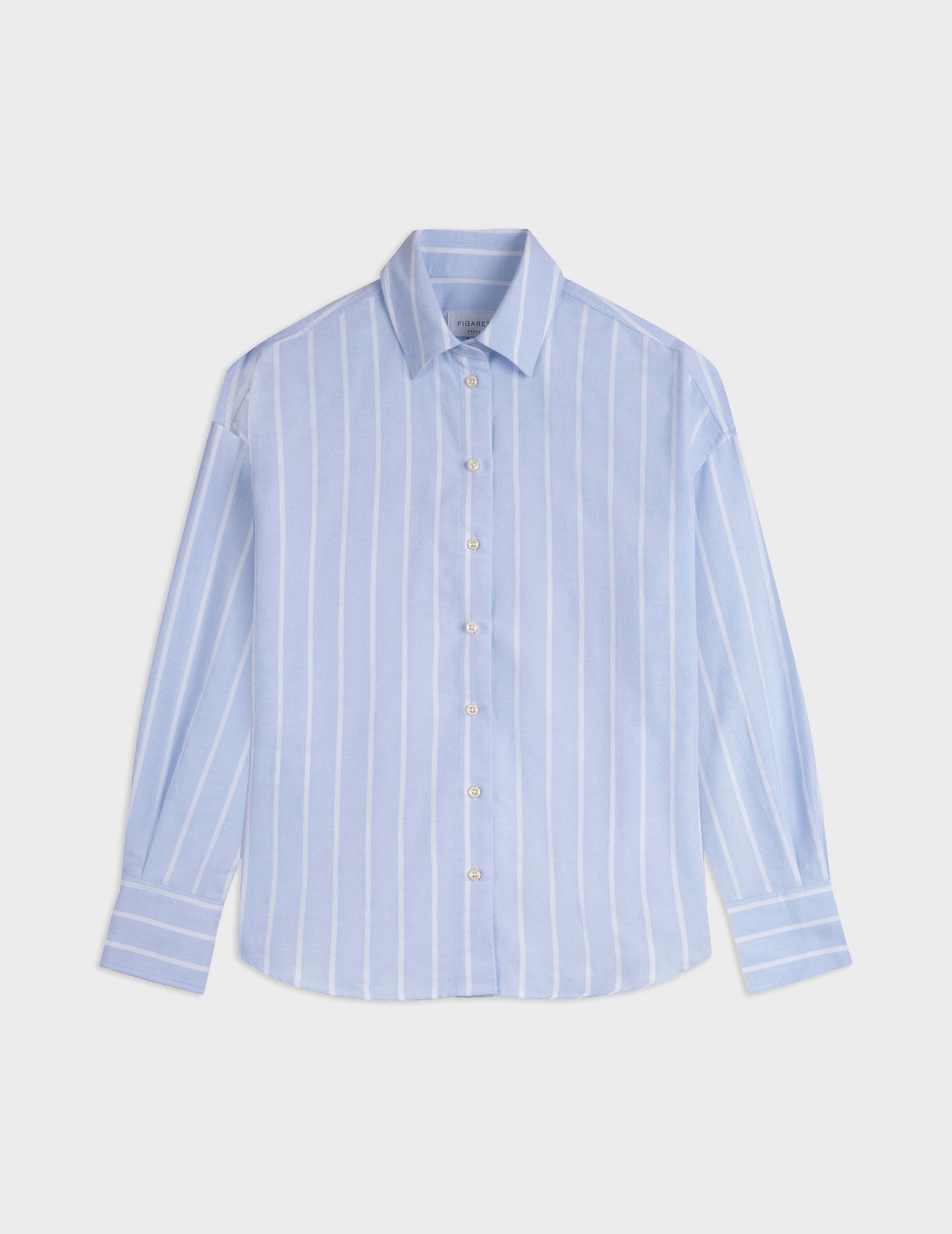 Lizandra blue striped oversized shirt - Scratch oxford - Shirt Collar