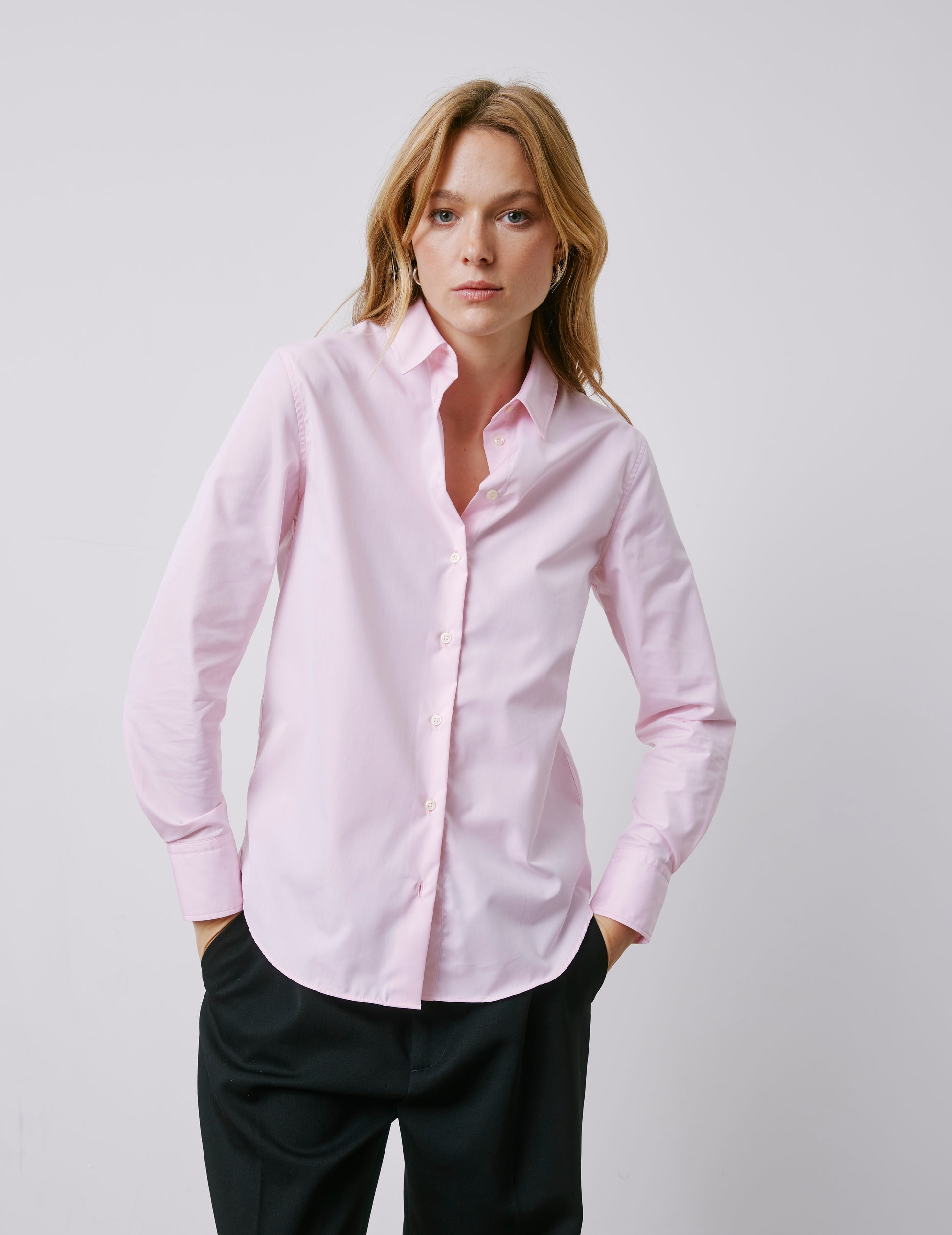 Marion pink easy-iron shirt - Poplin - Shirt Collar - Easy-iron